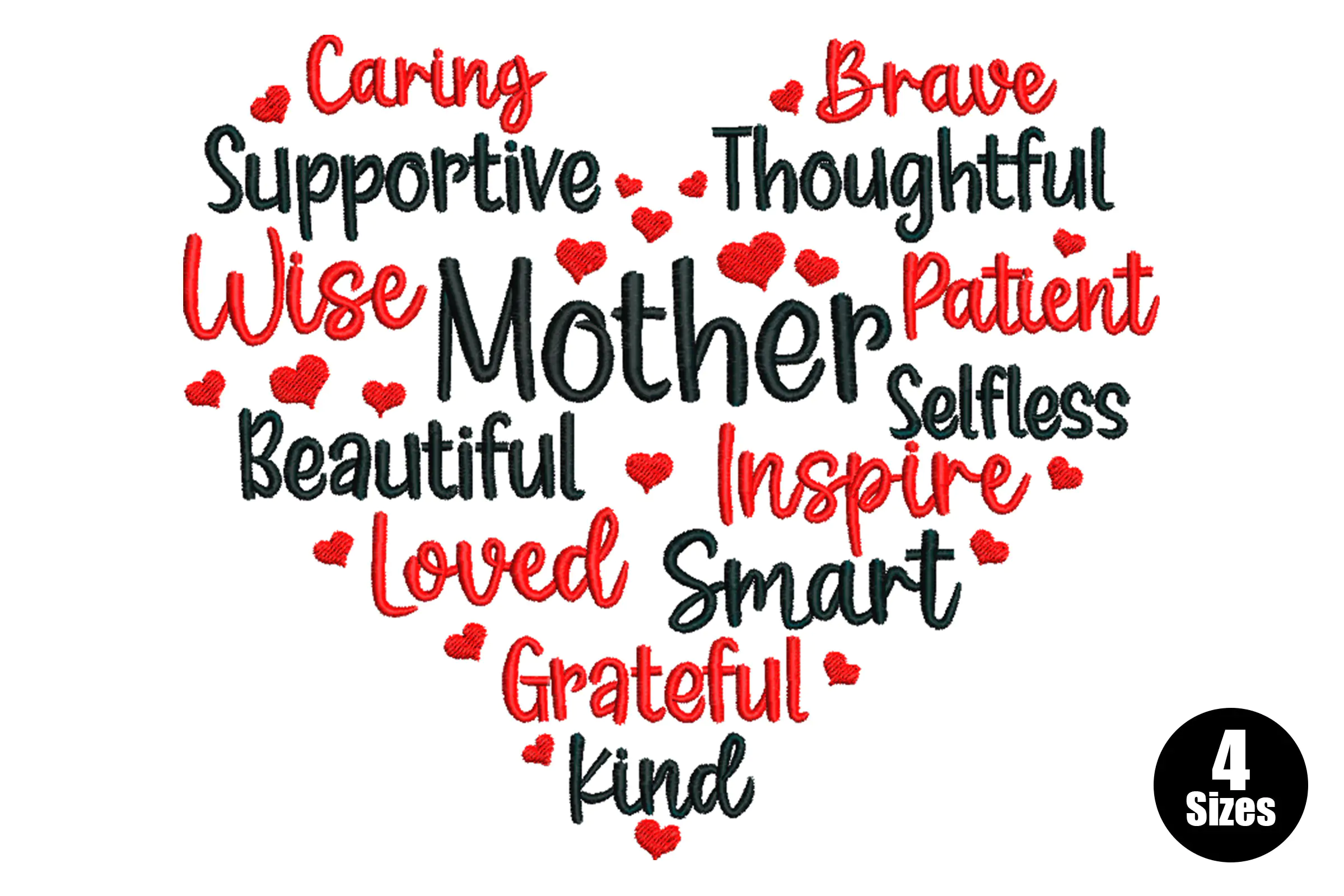 Mama Heart Embroidery Design File