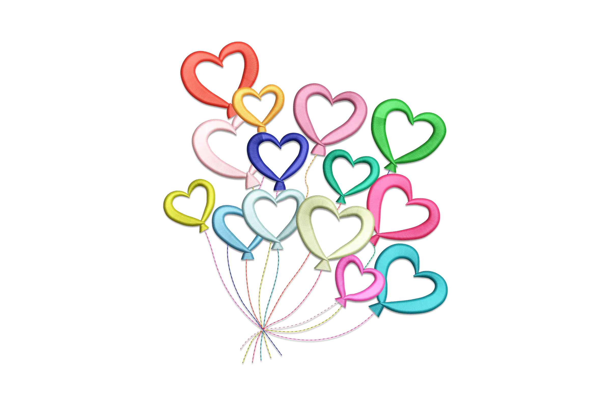 Colorful Heart Shaped Balloons Embroidery Design