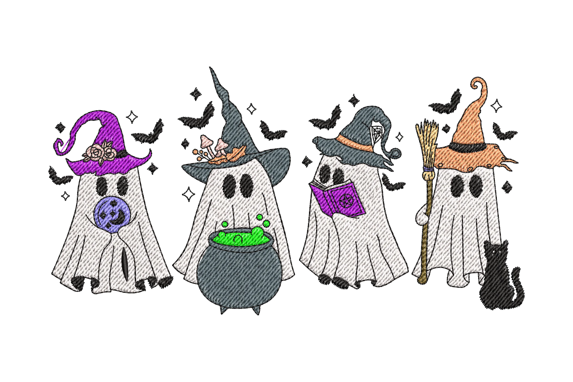 Halloween Ghosts Embroidery Design