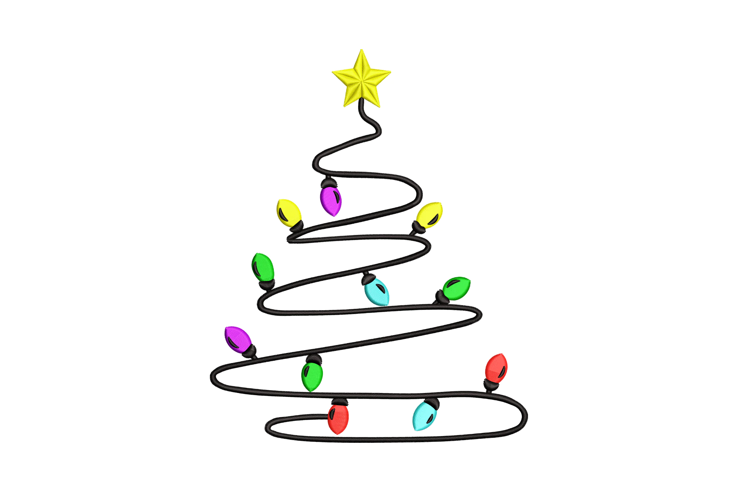 Christmas Lights Tree Digital Embroidery Design