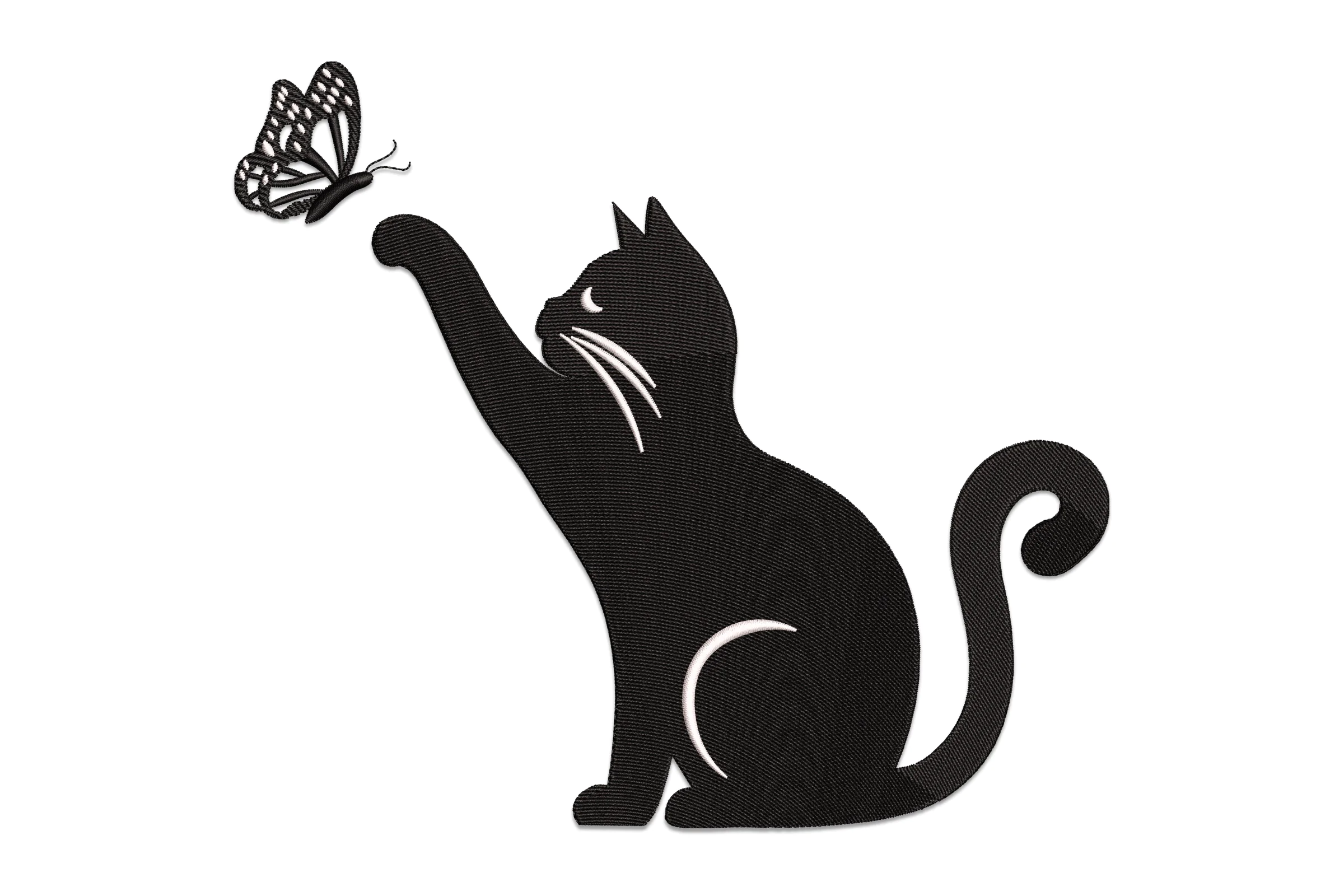 Black Cat & Butterfly Embroidery Design