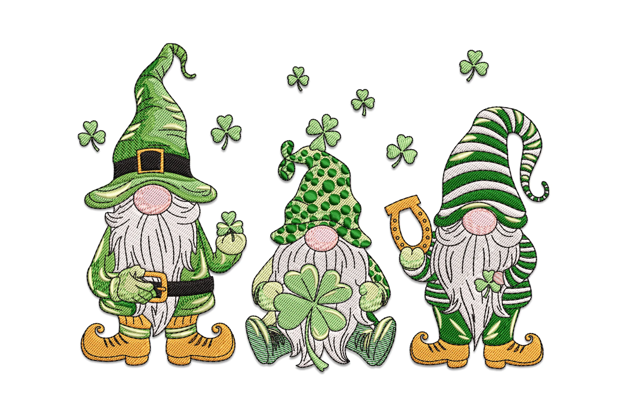 St. Patrick's Day Gnomes Embroidery Design Pattern