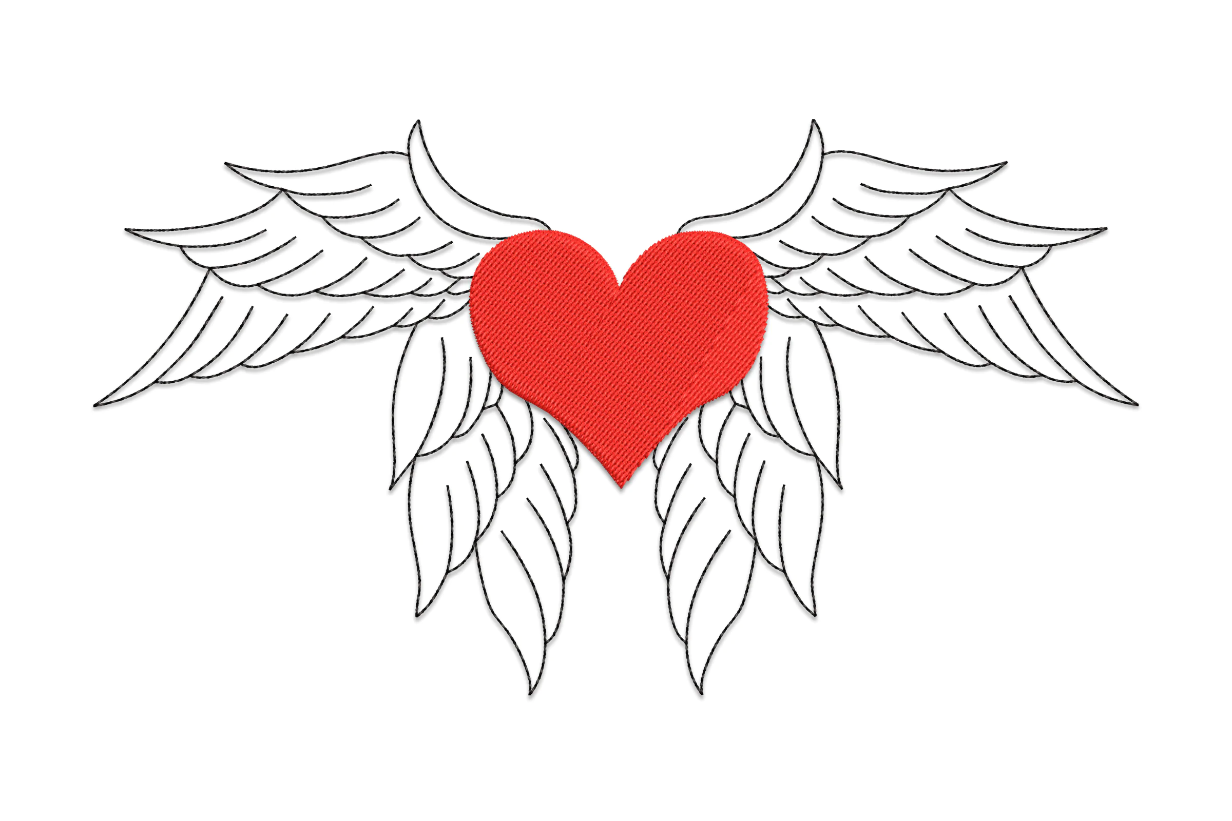 Valentine Heart with wings Embroidery Design