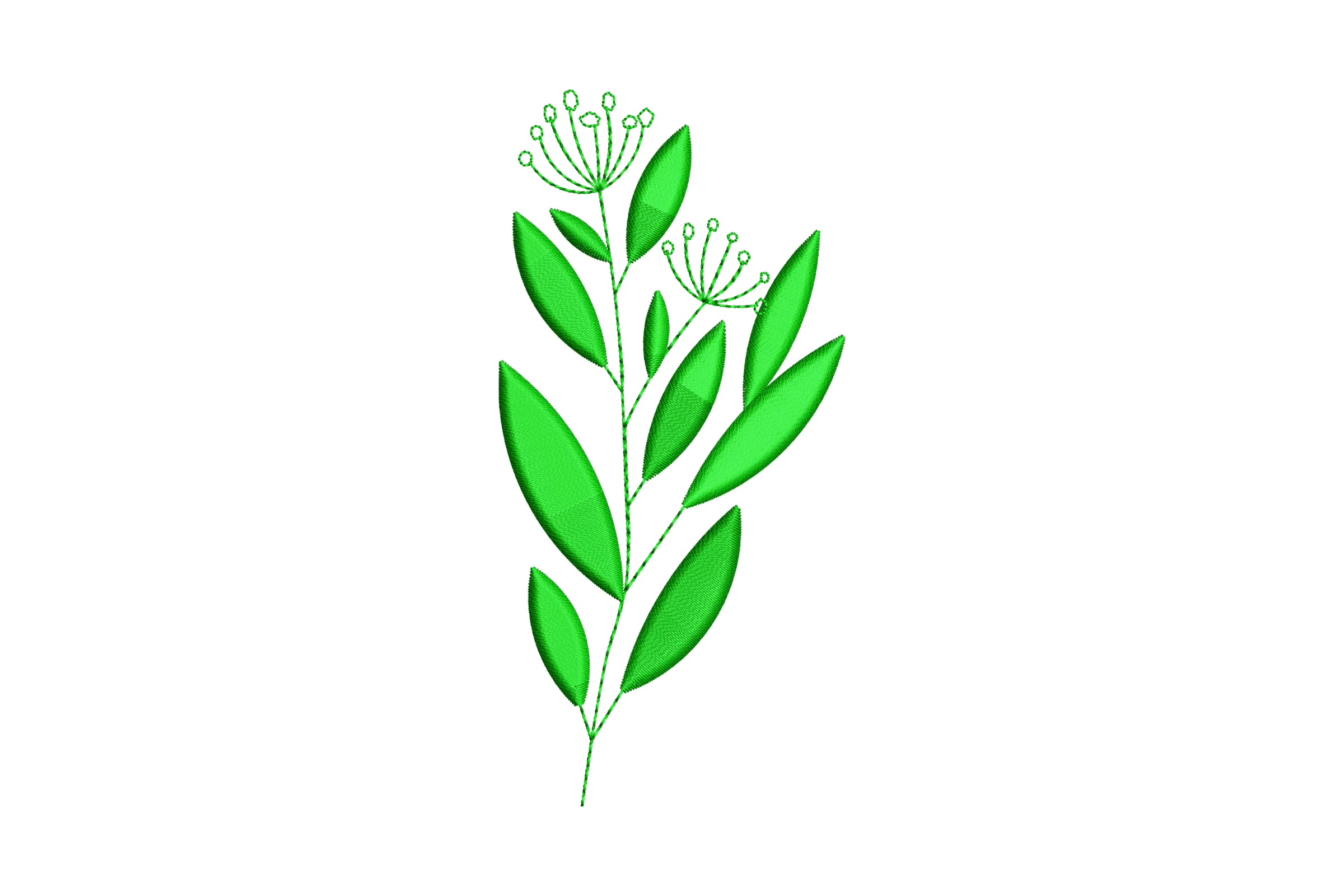Green Plant Stem Embroidery Design