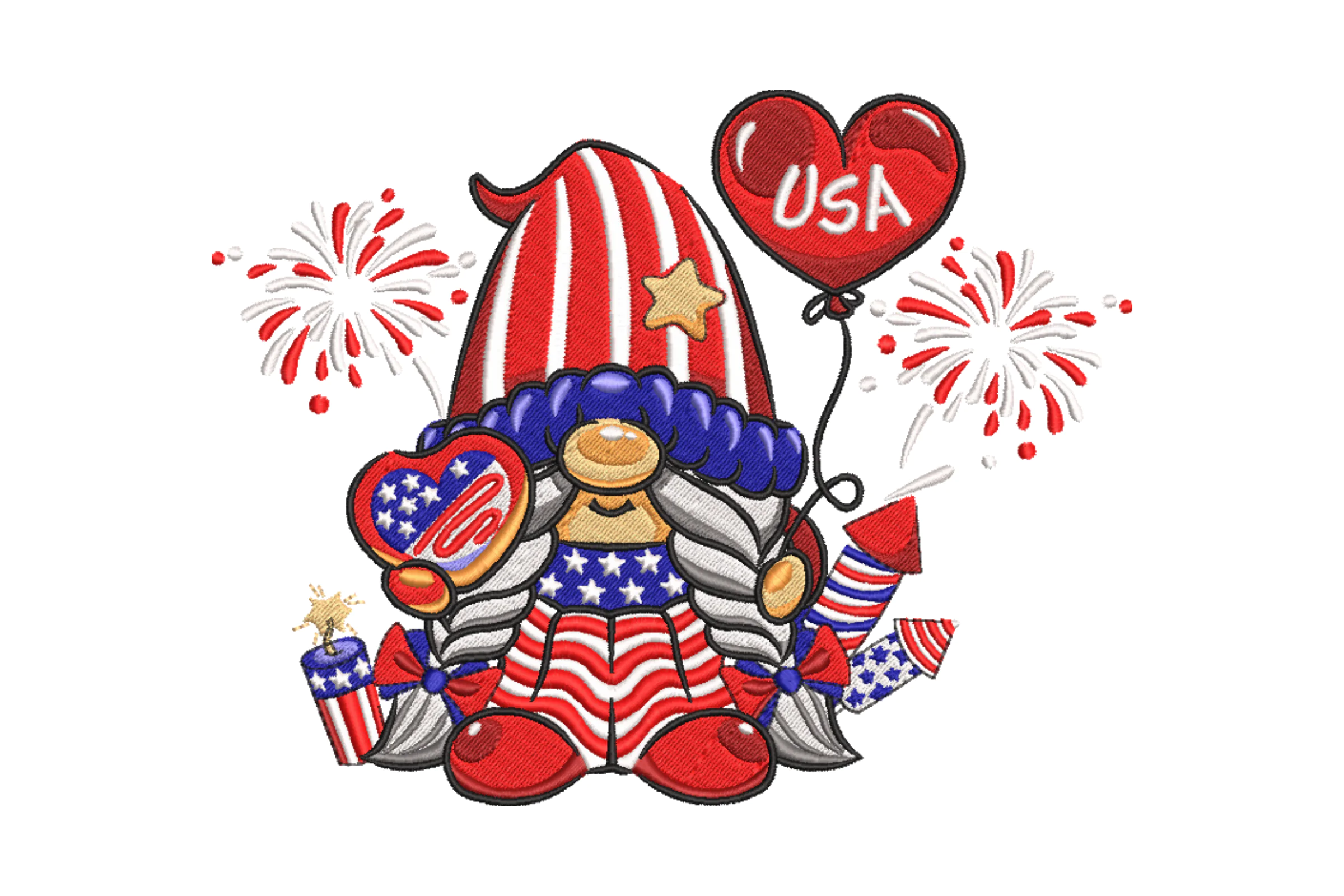 American Gnome Machine Embroidery Design