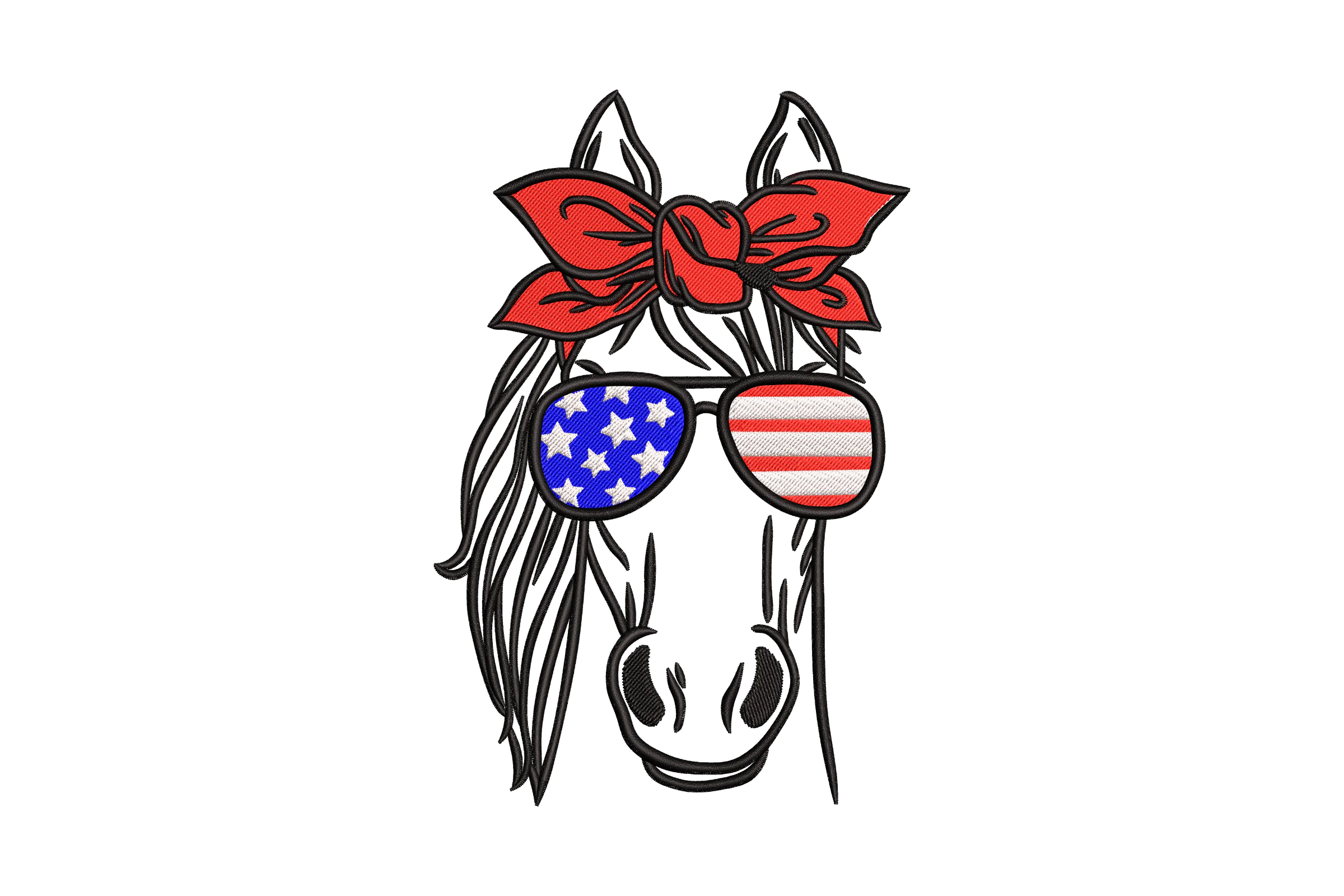 Patriotic USA Horse with Bandana Embroidery Design