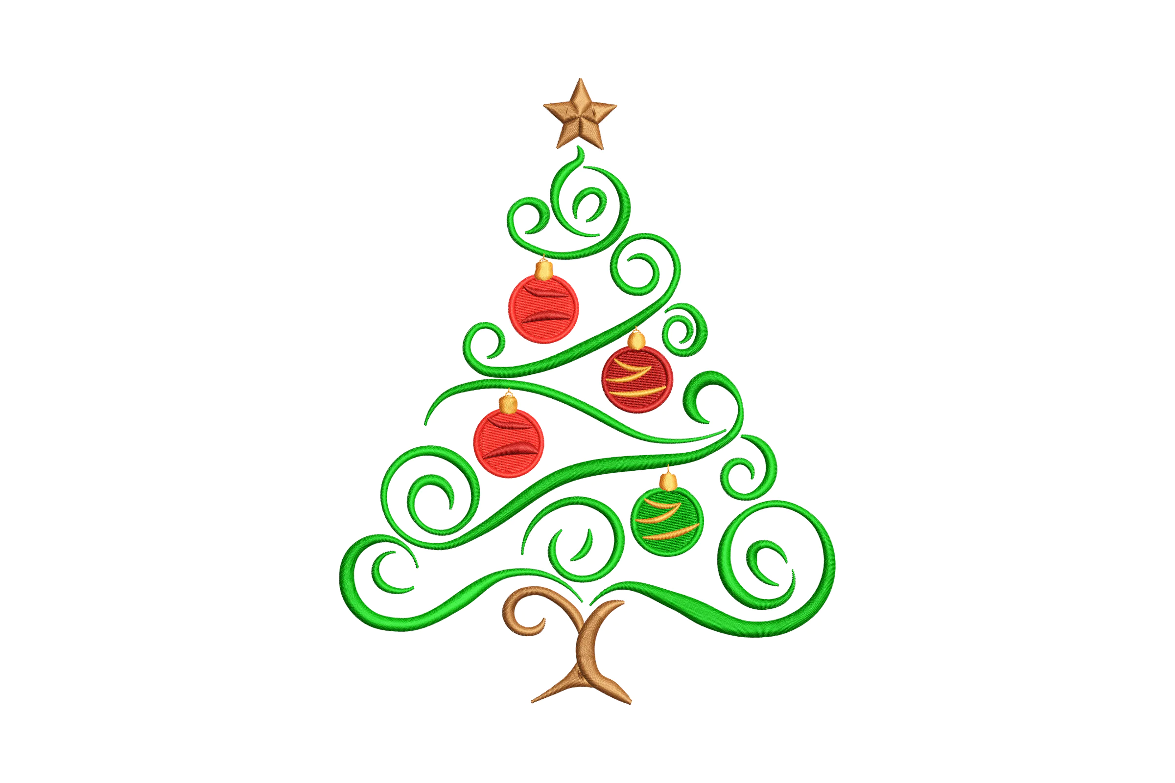 Tree Christmas Ornaments Embroidery Design