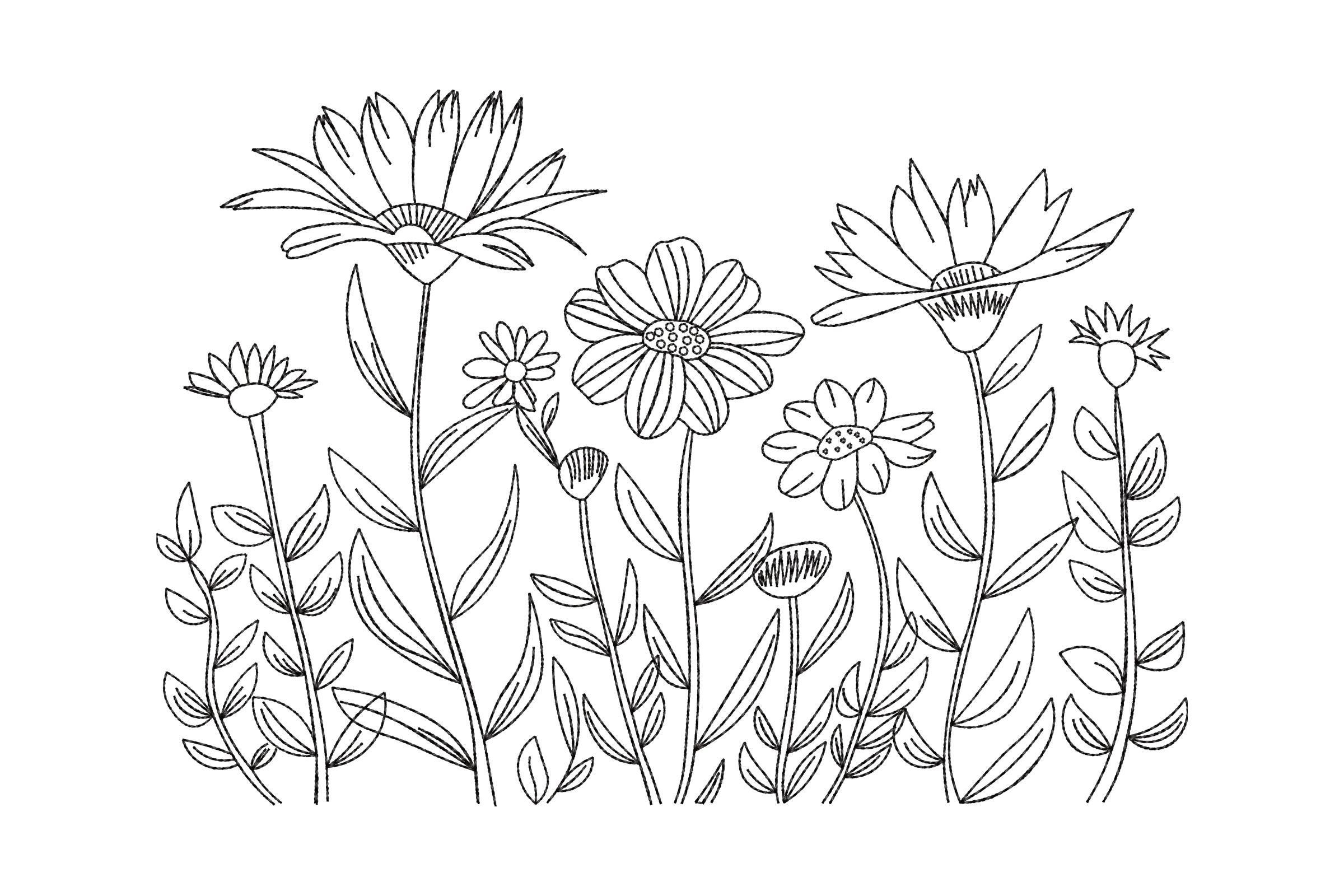 Meadow Flowers Embroidery Design