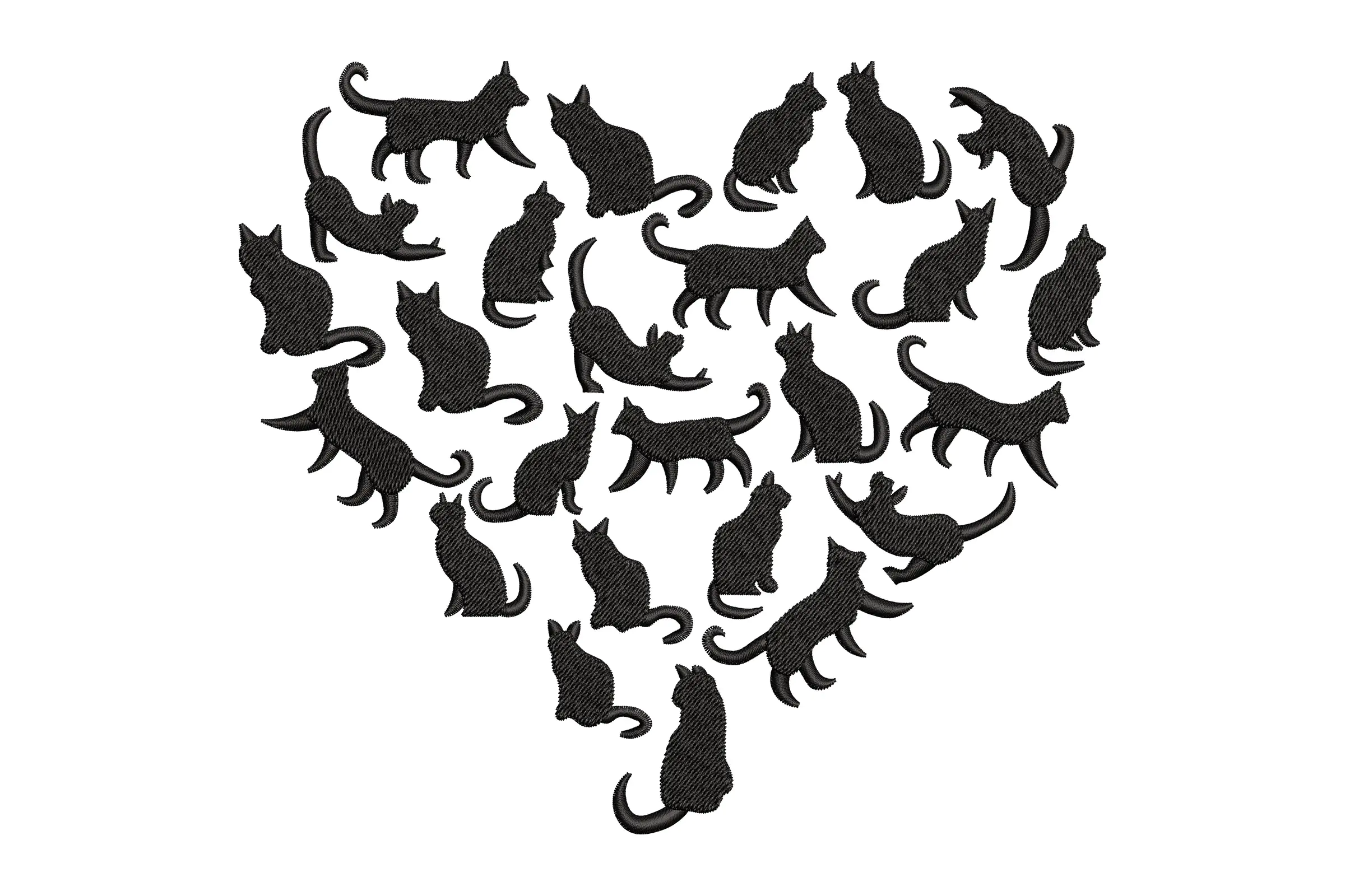 Cats Heart Embroidery Design