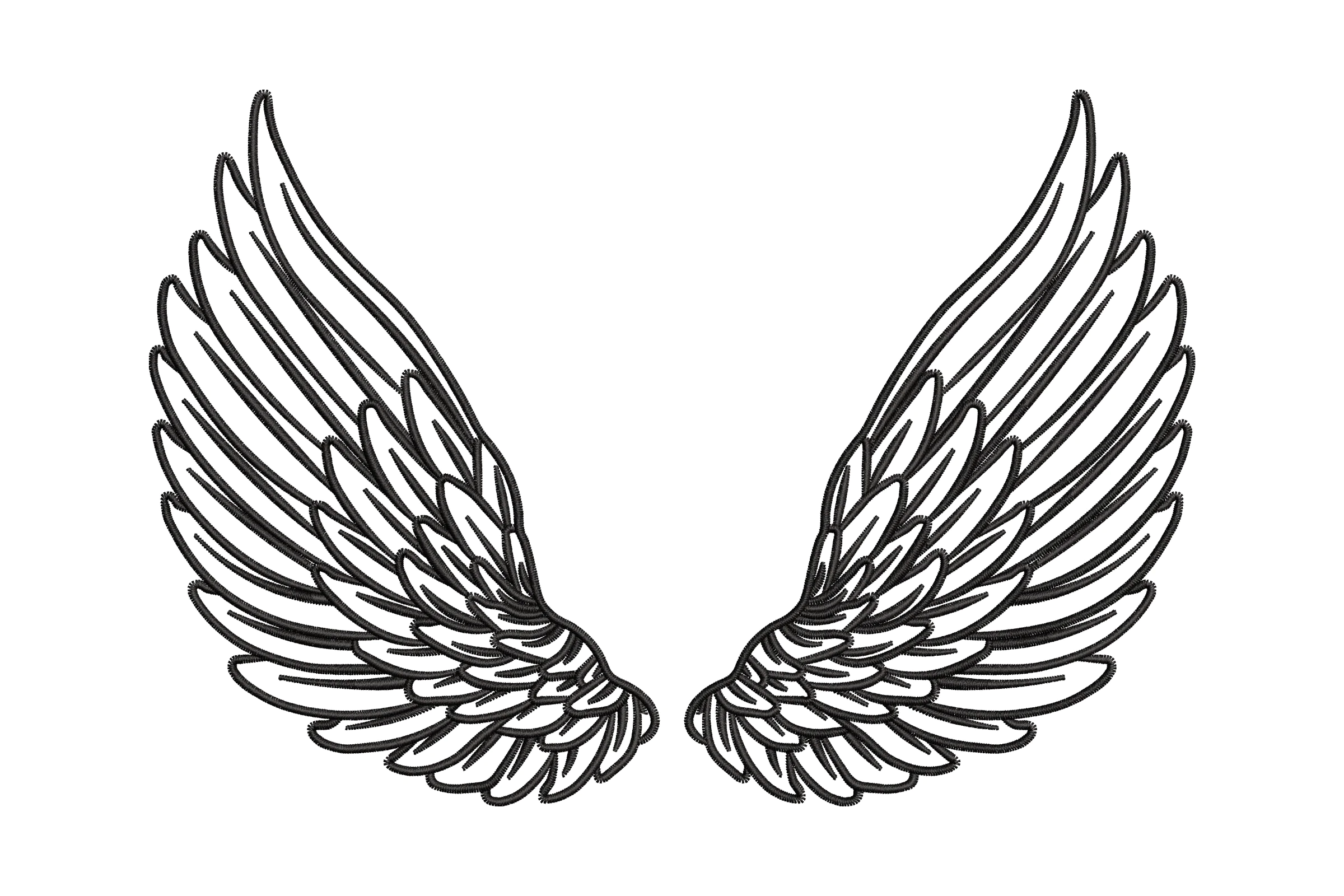 Curly Angel Wings Applique Embroidery Designs