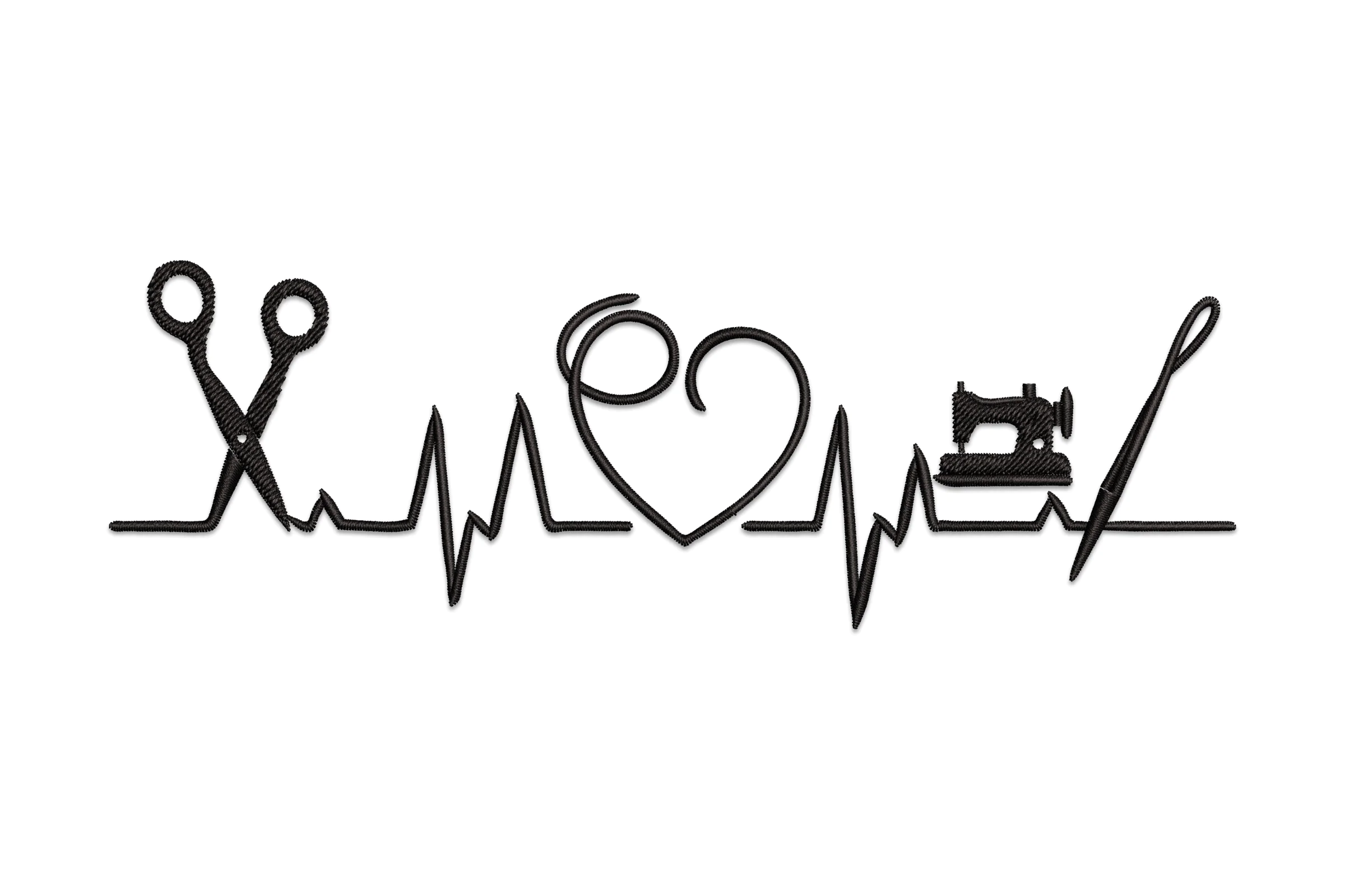 Sewing Heartbeat Line Embroidery Design