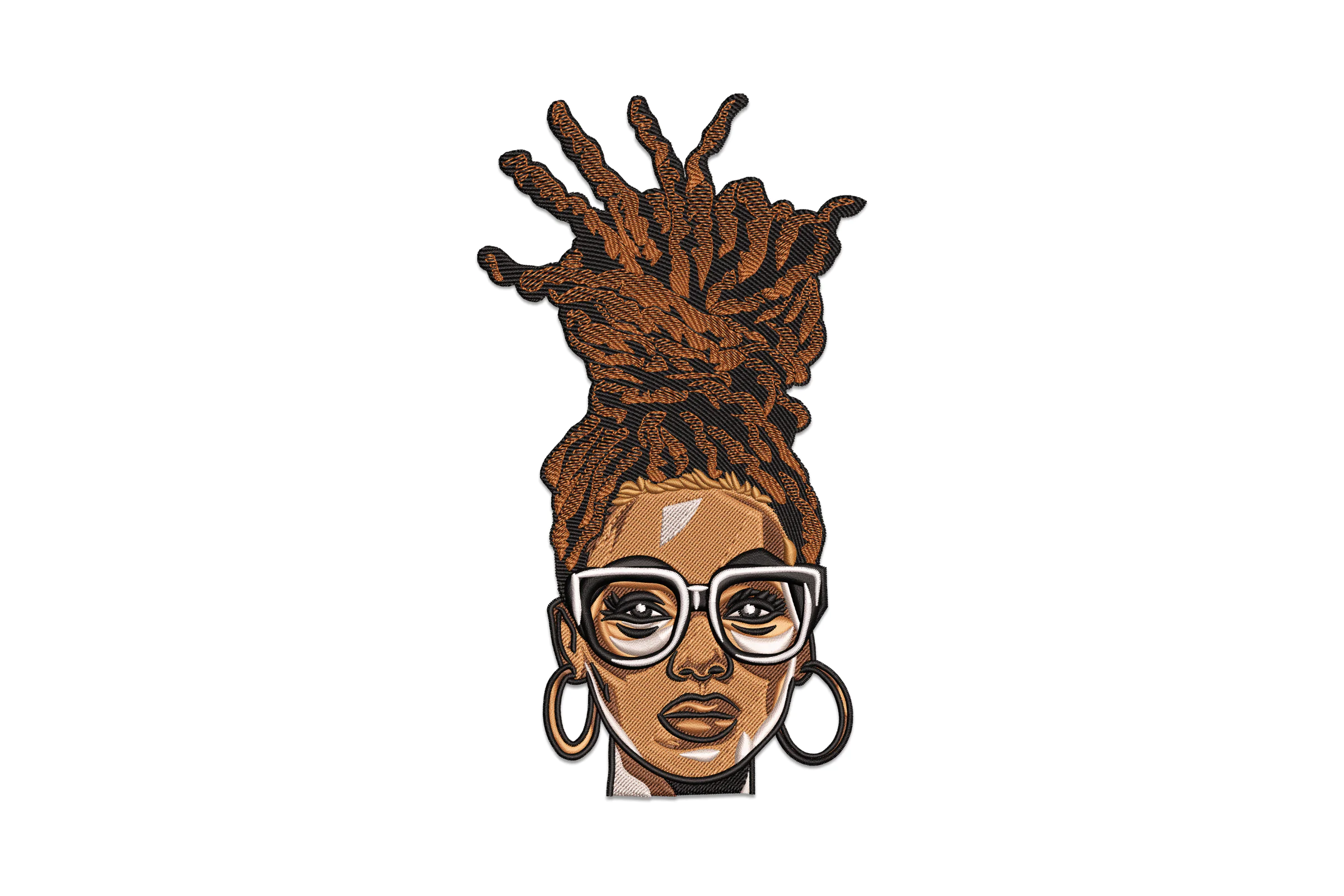 Beautiful Woman with Curly Hair Embroidery Design