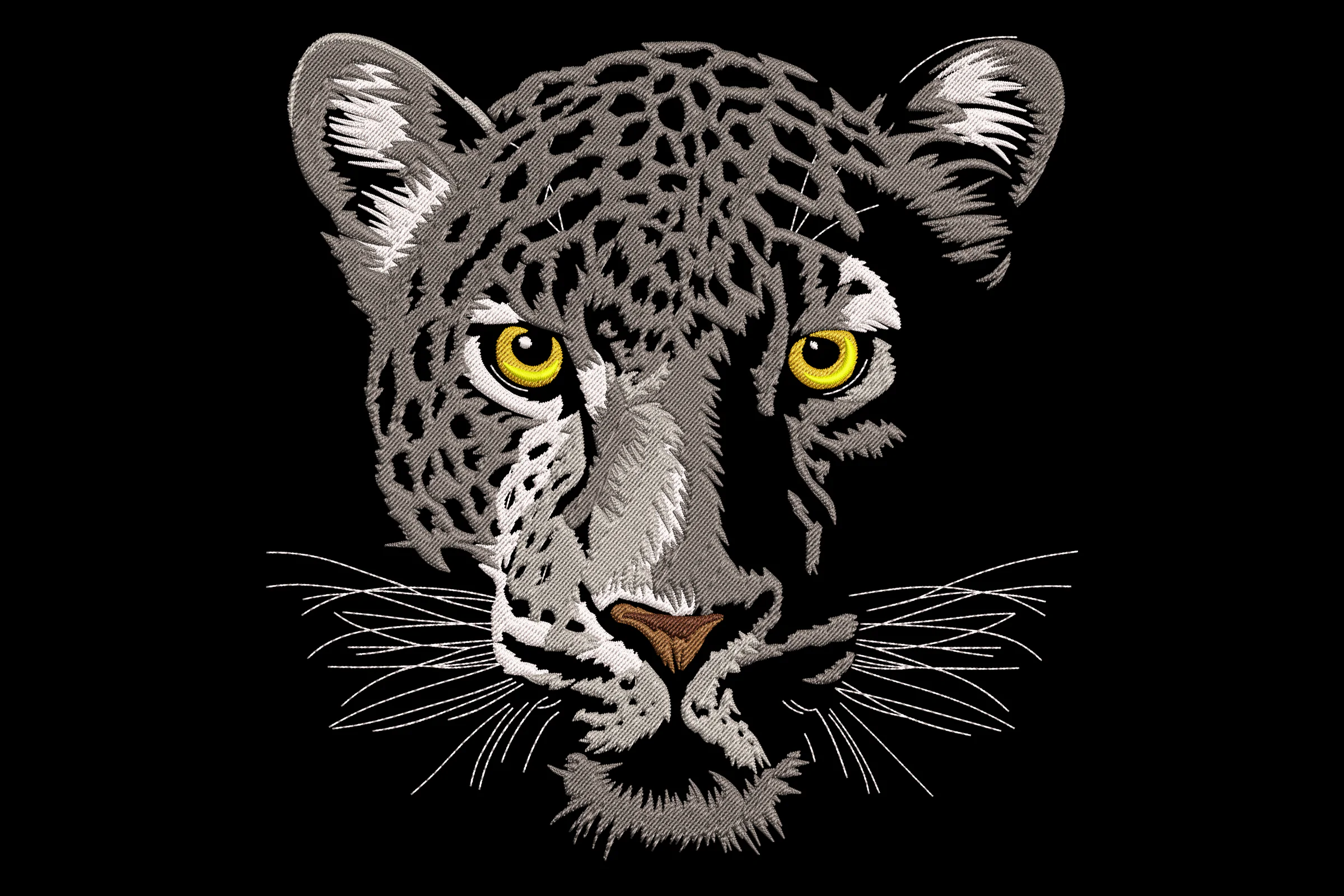 Majestic Leopard Face Embroidery Design