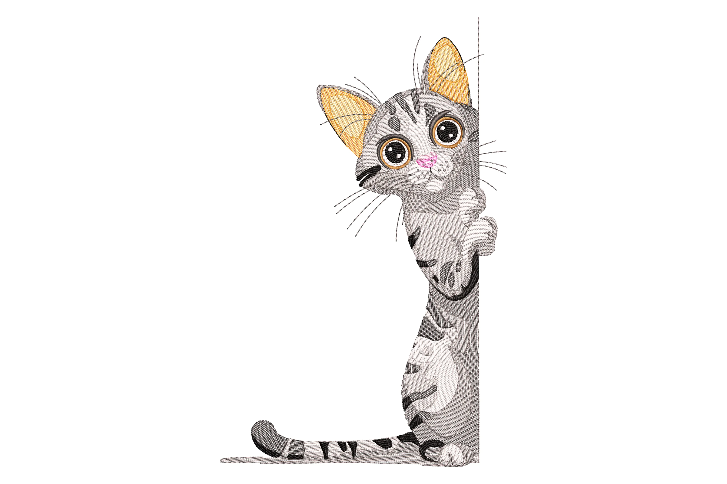 Cat Peeking Embroidery Design File