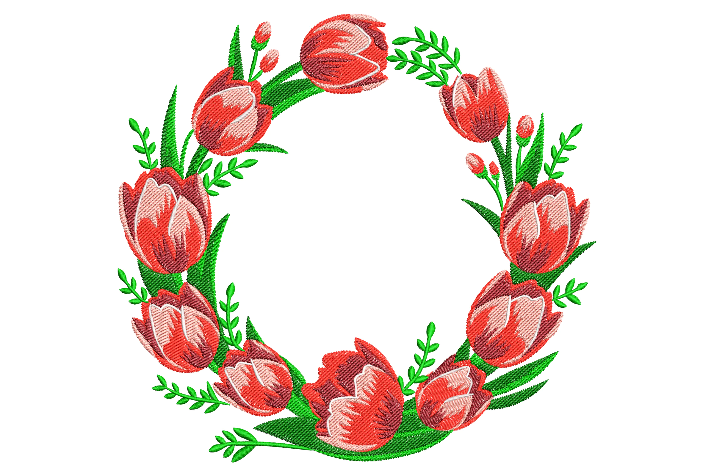 Tulip Wreath Embroidery Design
