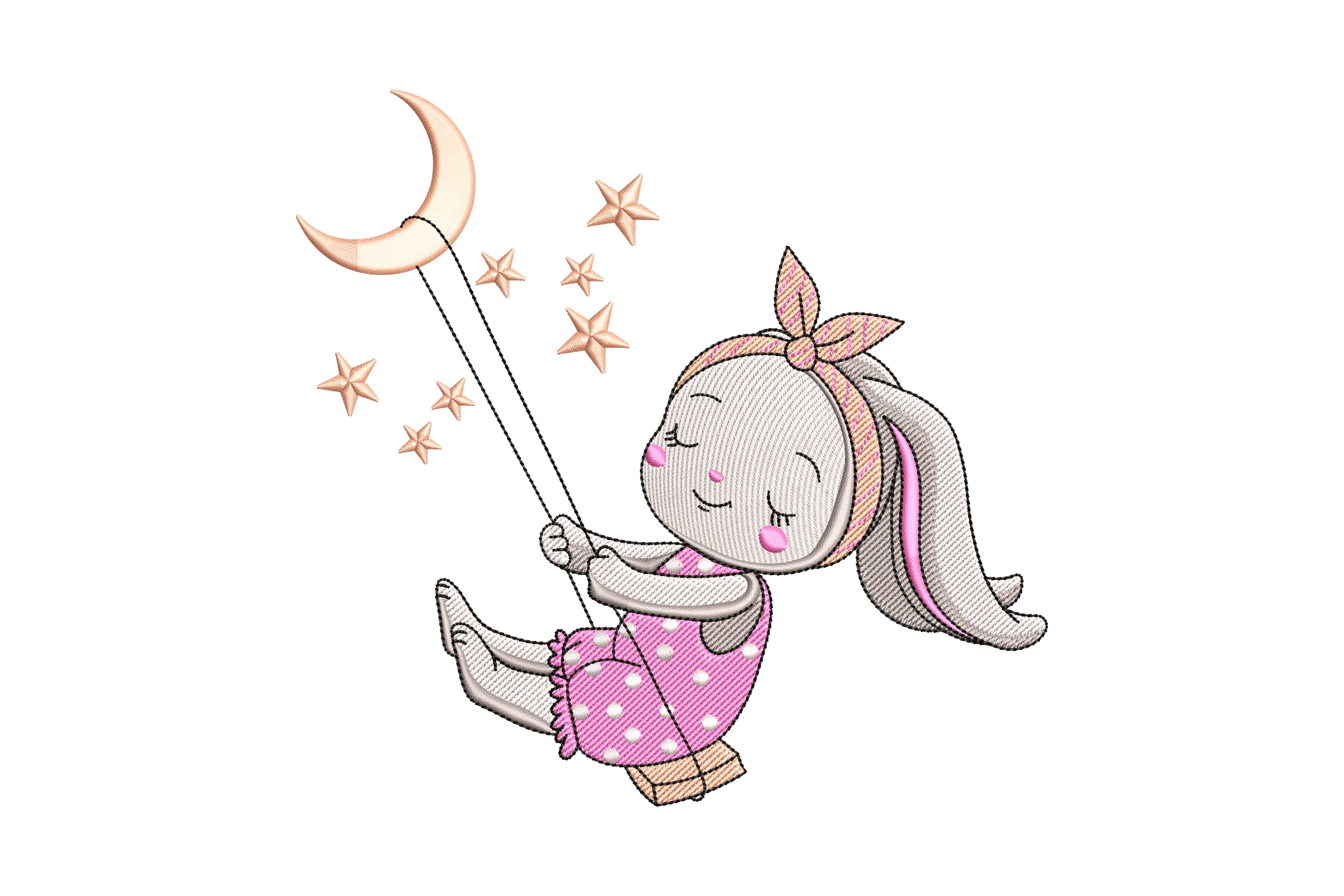 Girl on Swing Embroidery Pattern Embroidery Design