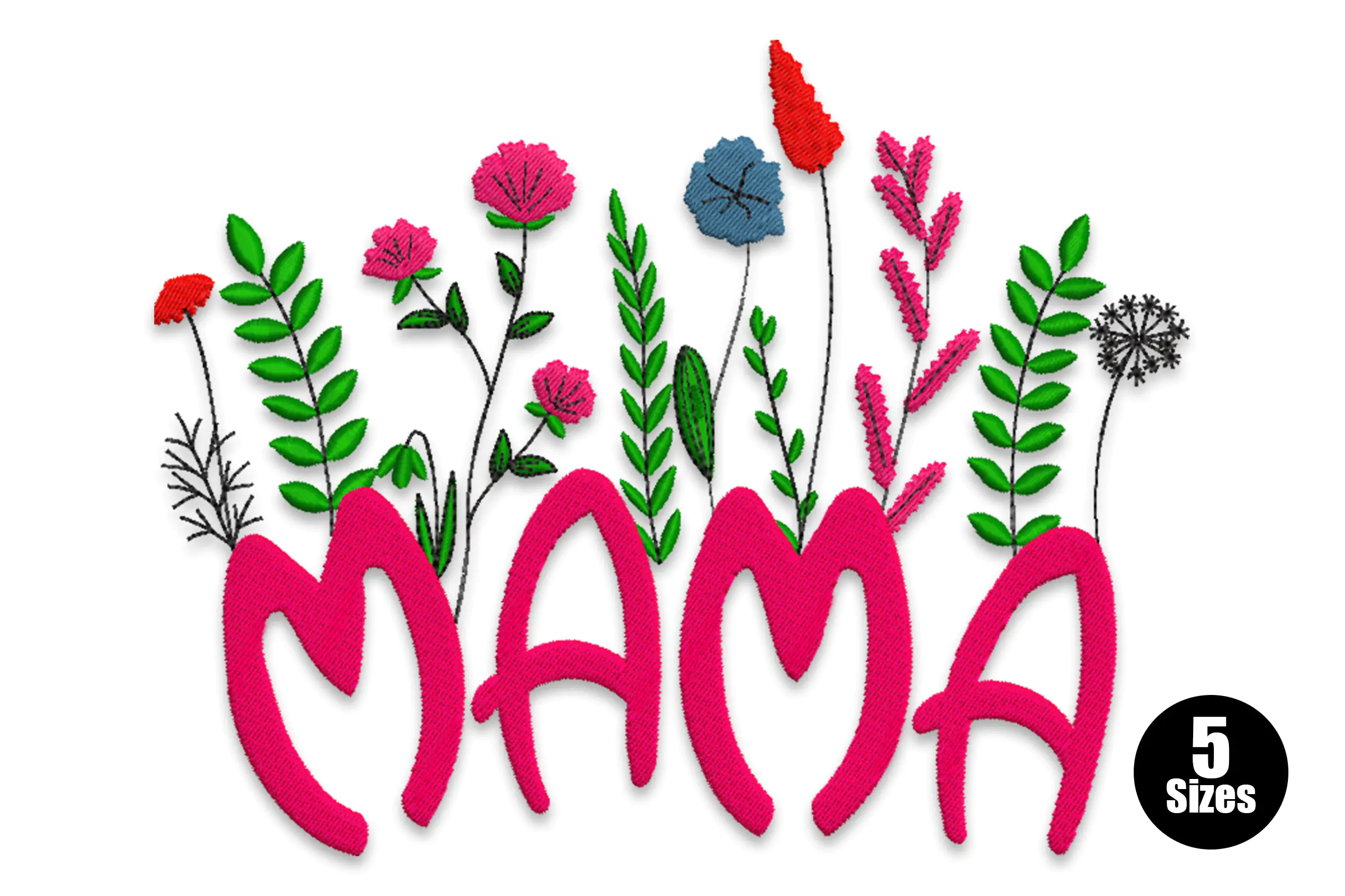 Mama Flower Embroidery Design File