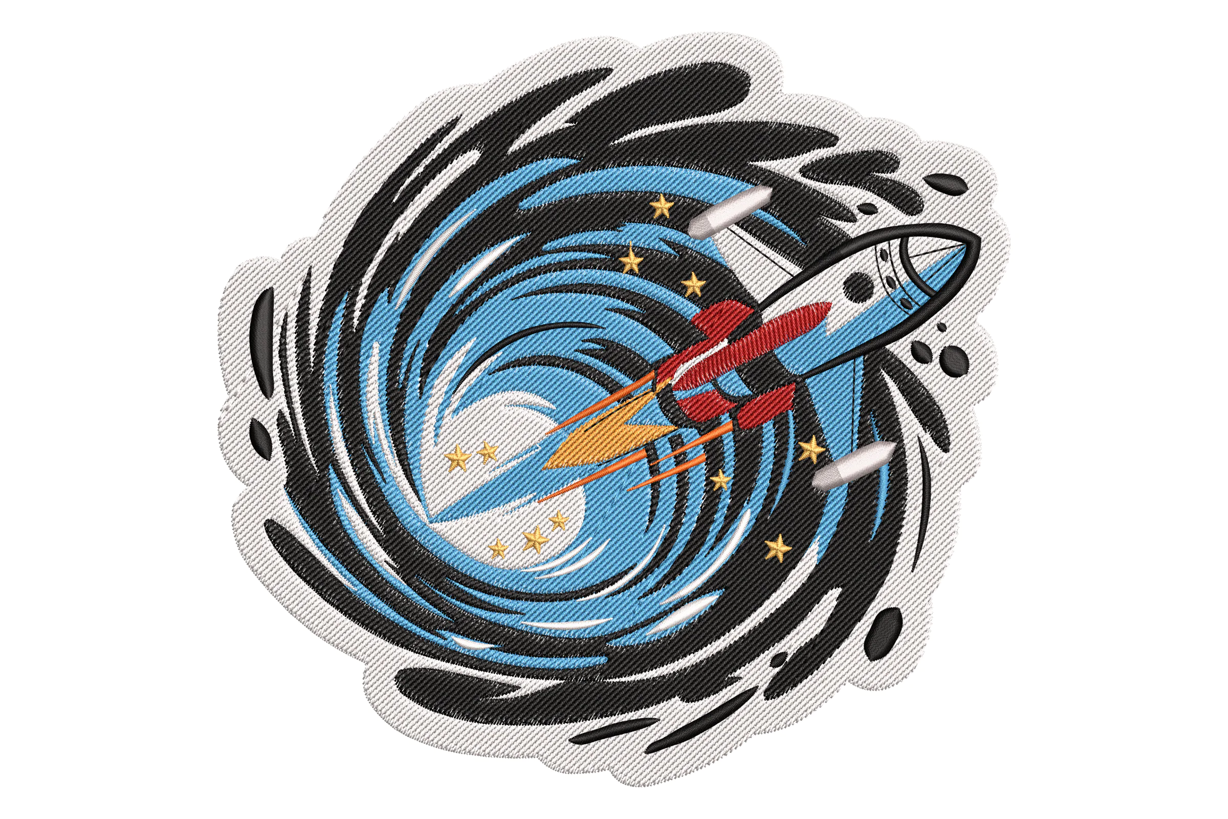 Rocket Blast-Off Embroidery Design