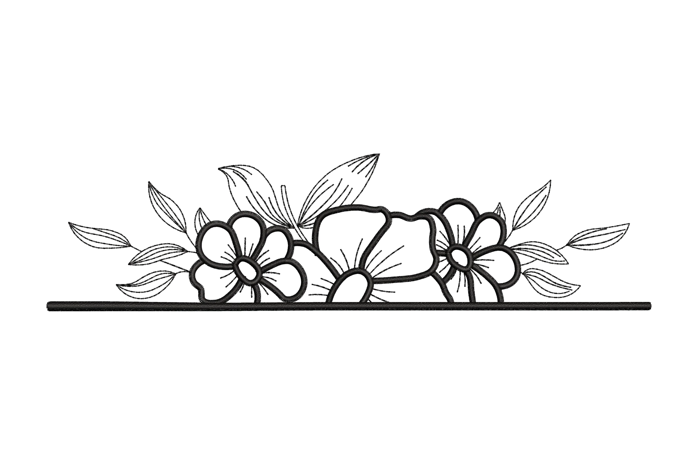 Flower Outline Border Embroidery Design