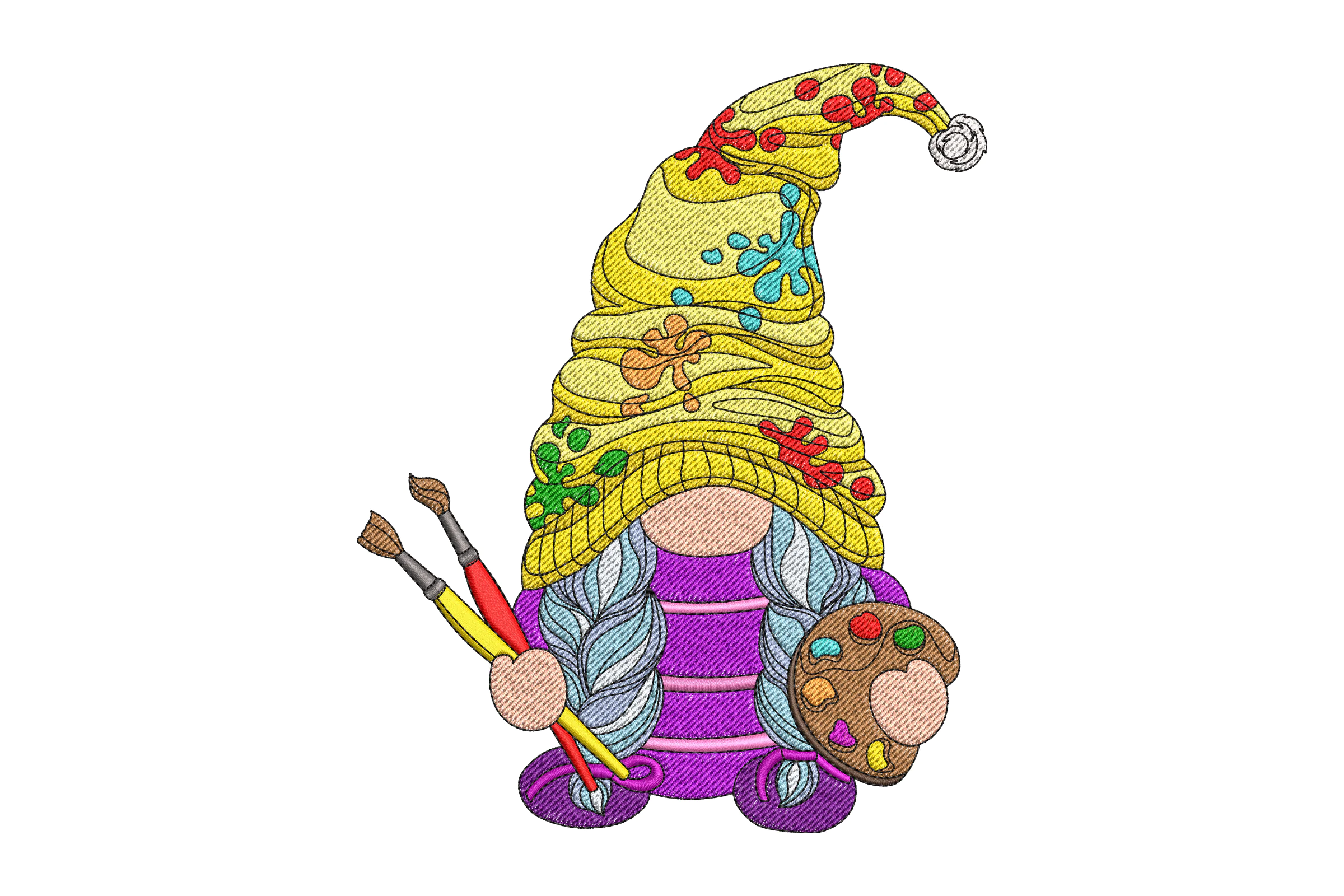 Artist Gnome Embroidery Design