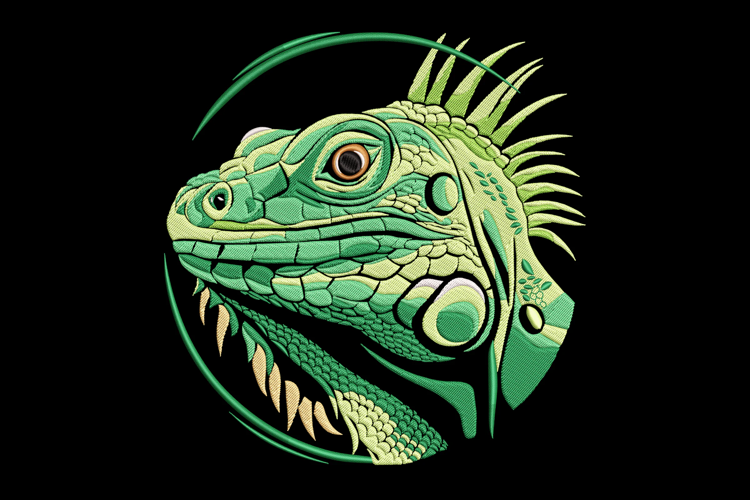 Realistic Iguana Embroidery Design