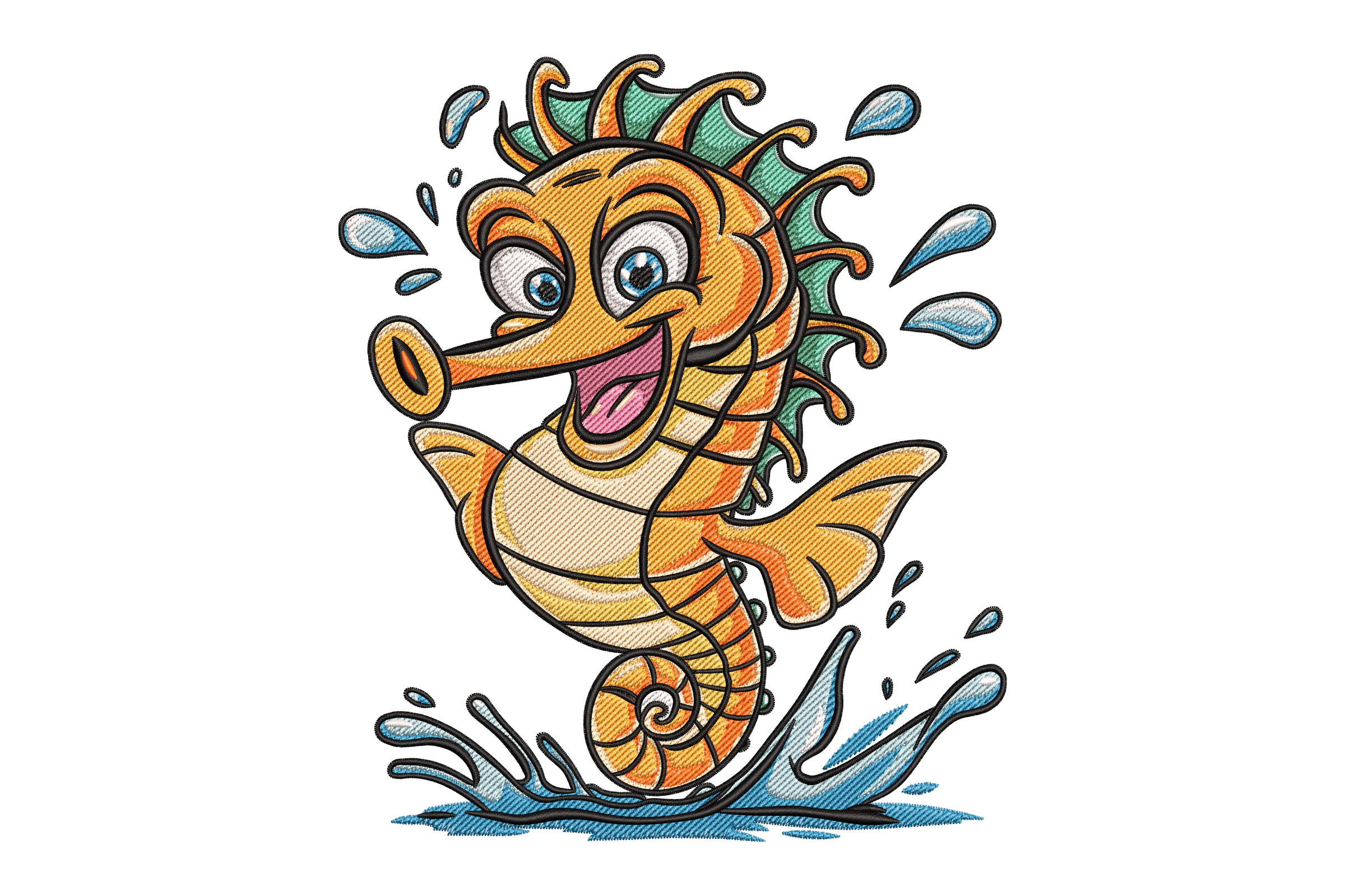 Happy Seahorse Embroidery Design