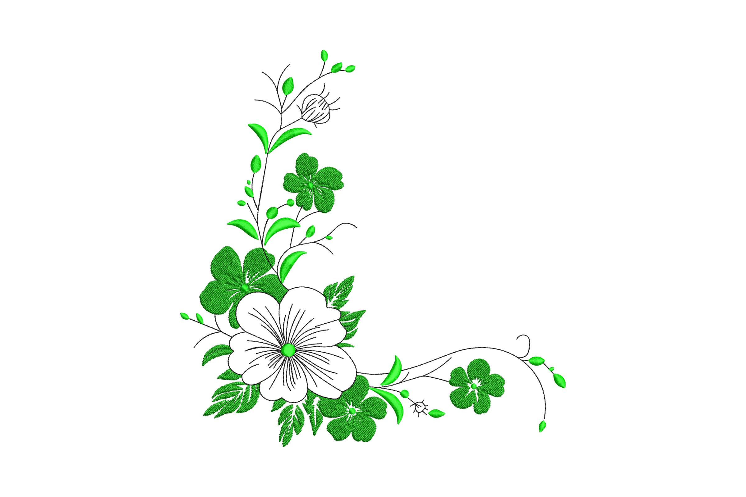 Floral Corner Machine  Embroidery Design