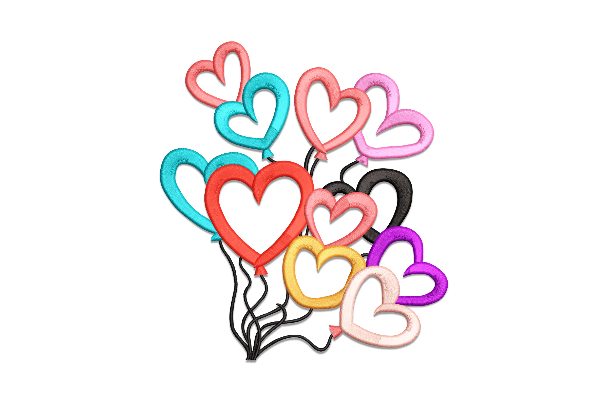 Heart Balloons Embroidery Design file