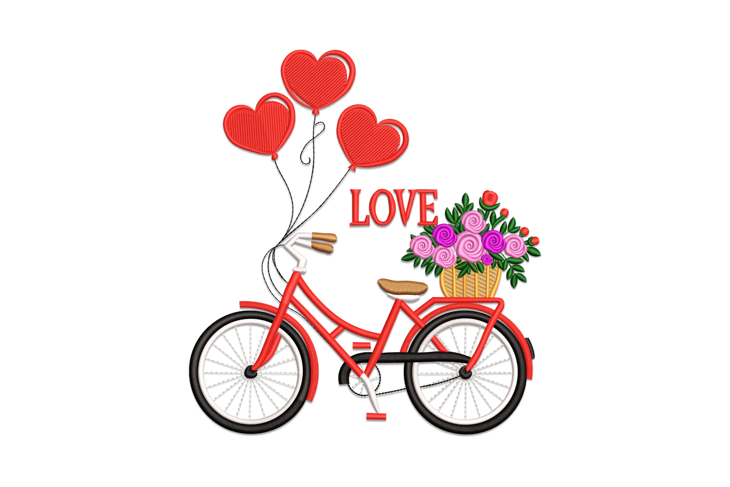 Bicycle With Basket Embroidery Design
