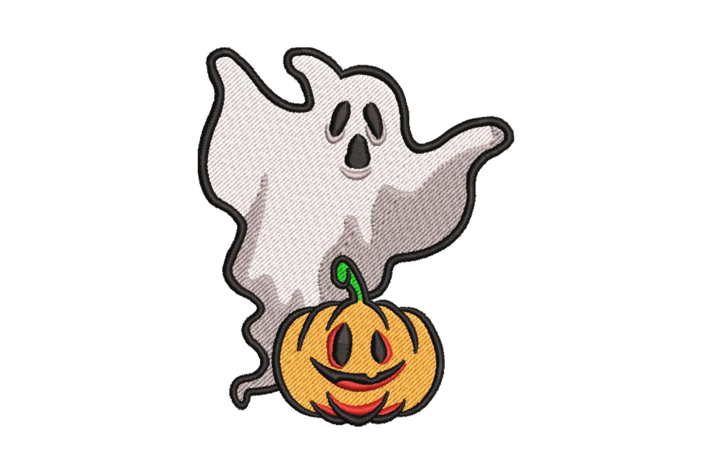 Cute Ghost with Pumpkin Embroidery Design