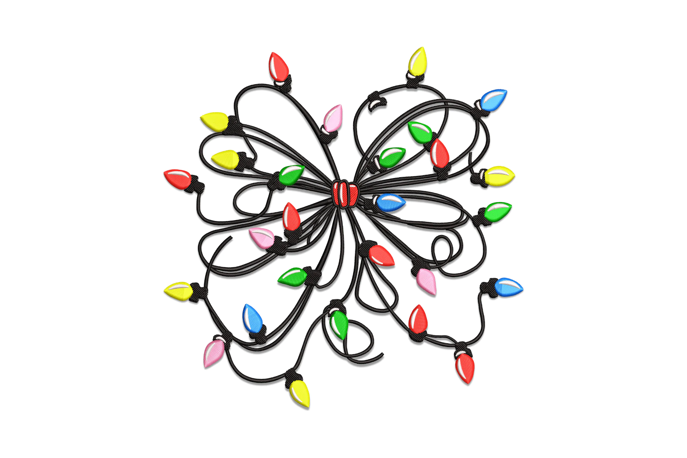 Christmas Light Bow Embroidery Designs