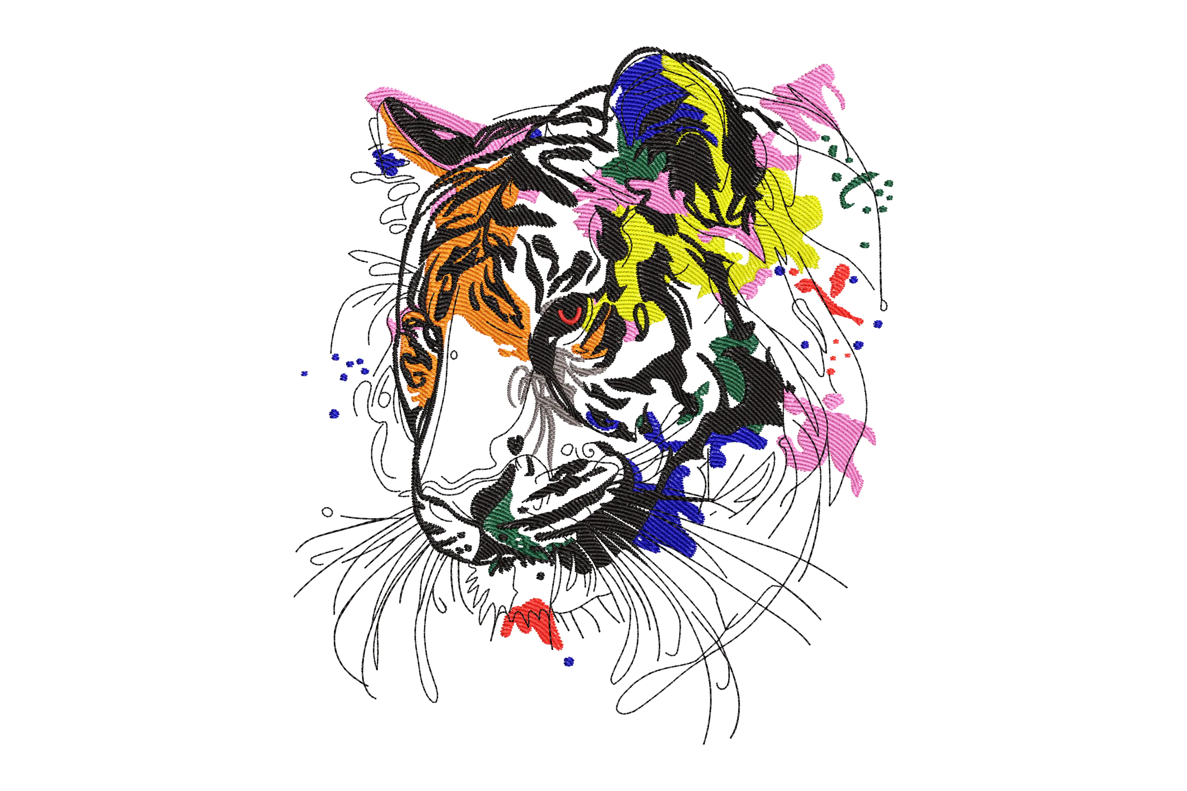 Colorful Tiger Embroidery Design