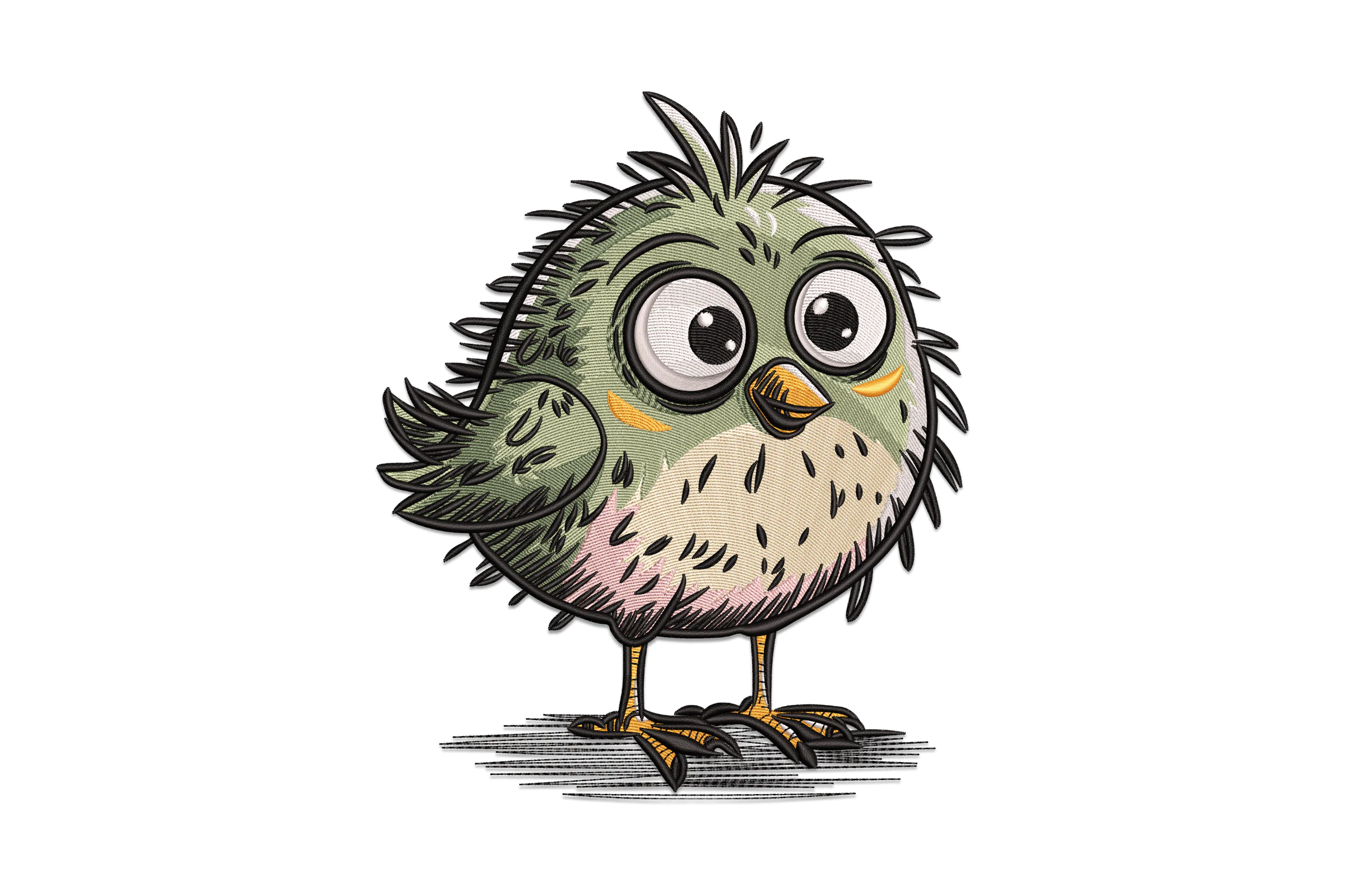 Funny Crazy Bird Embroidery Design