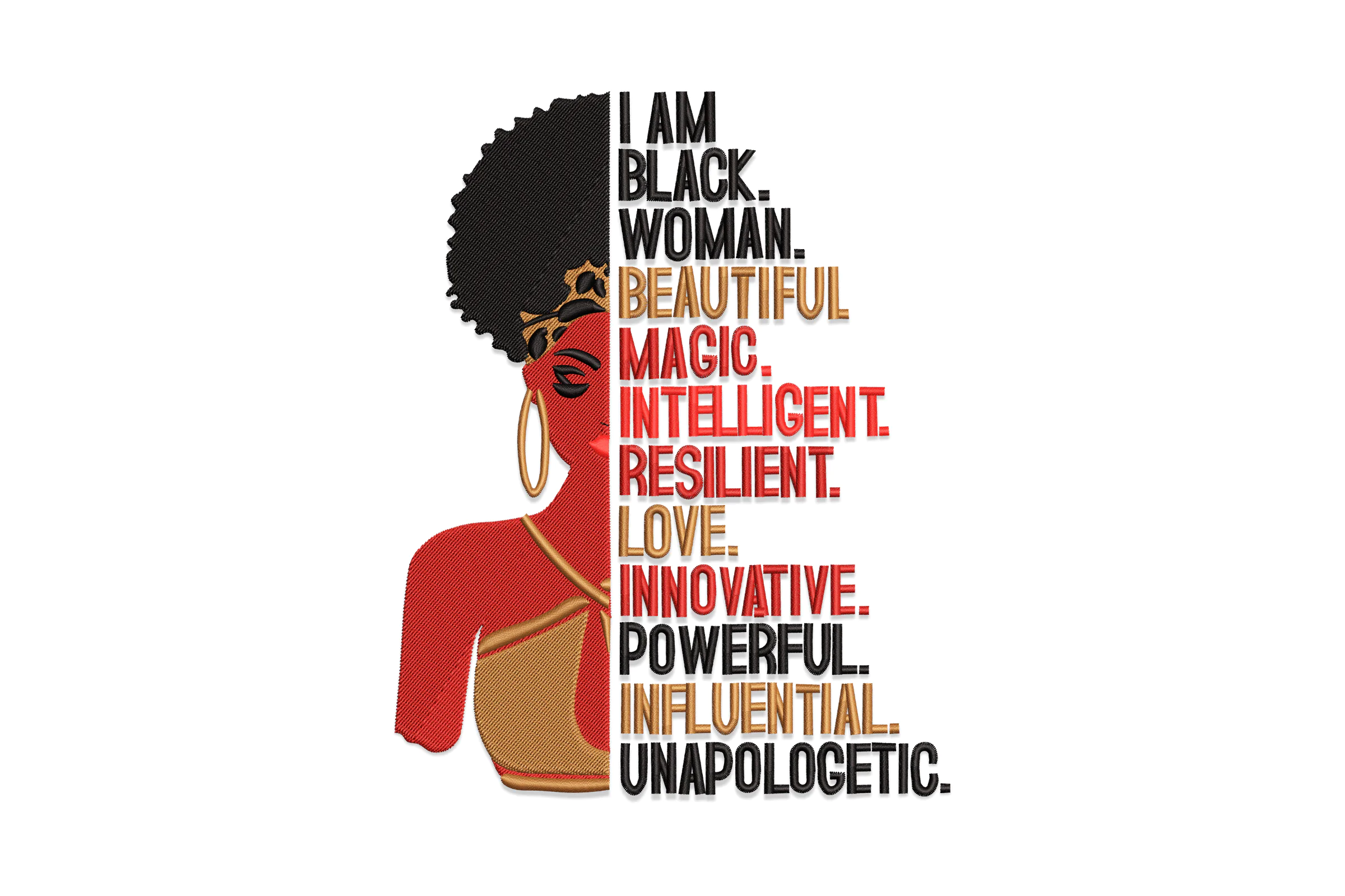 I Am a Black Woman Embroidery Design