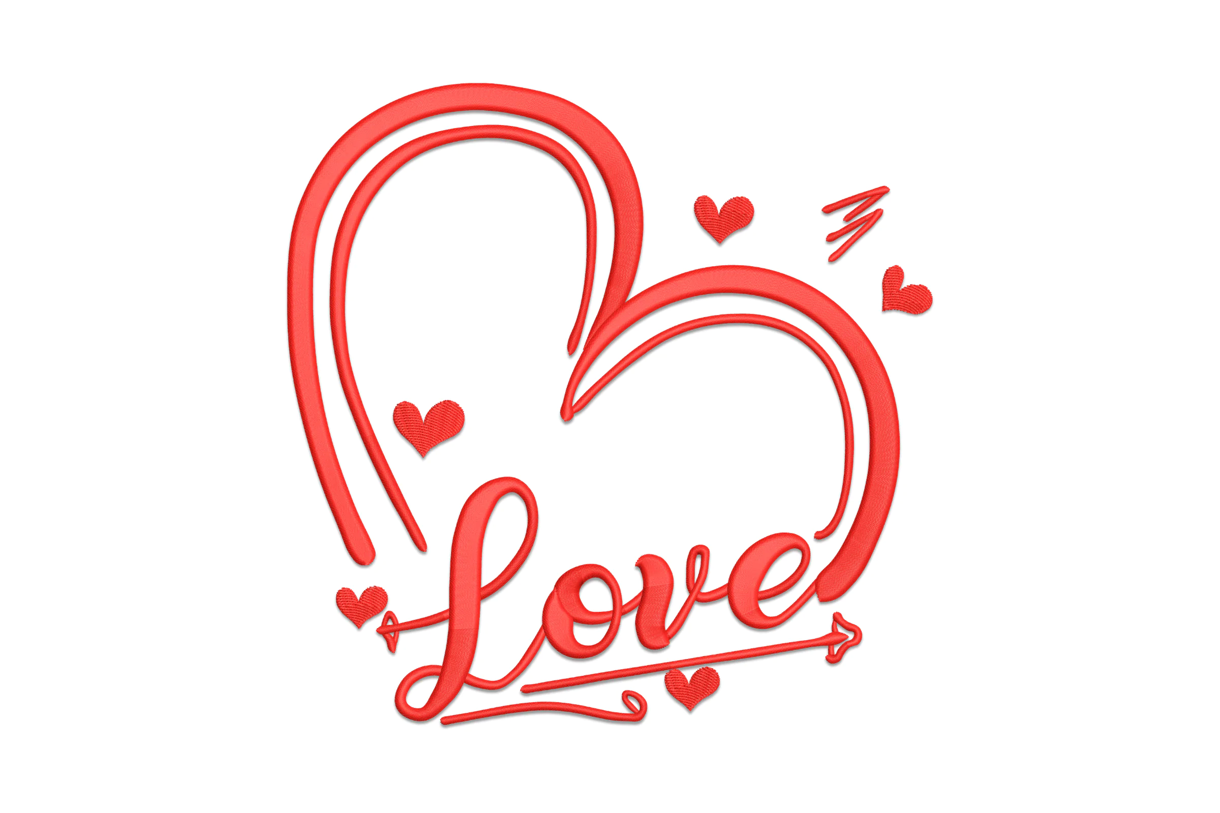 Valentine Love Heart Digital Embroidery Design