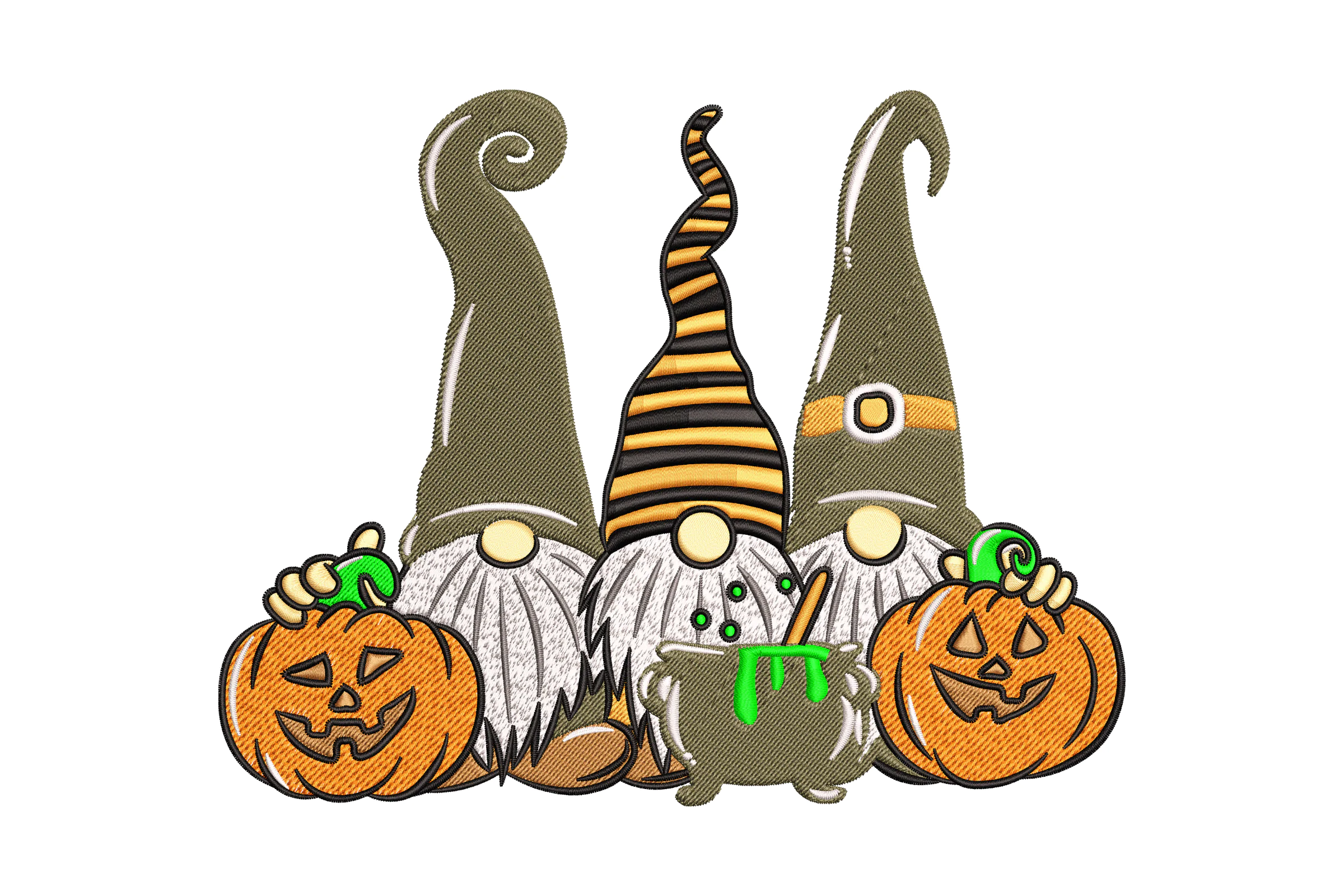 Halloween Gnomes with Pumpkins Embroidery Design