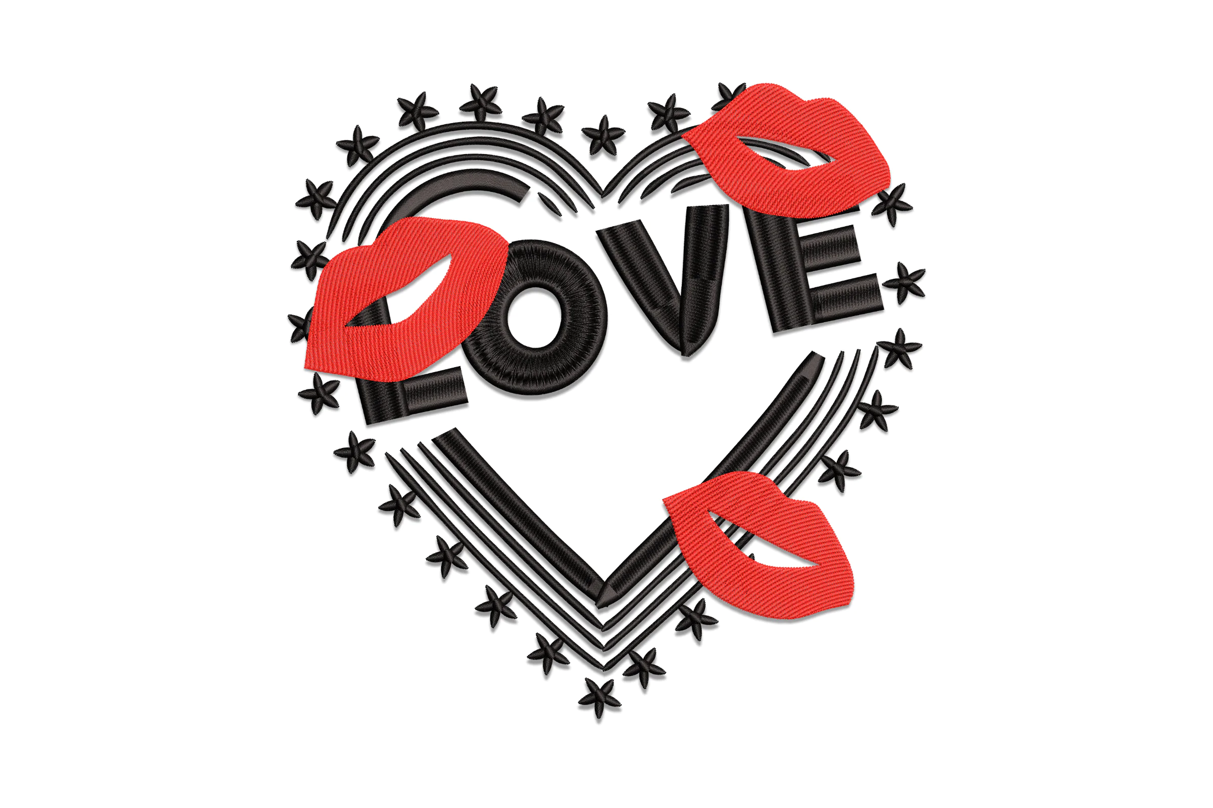 Love Kiss Lips Valentine Embroidery Design File