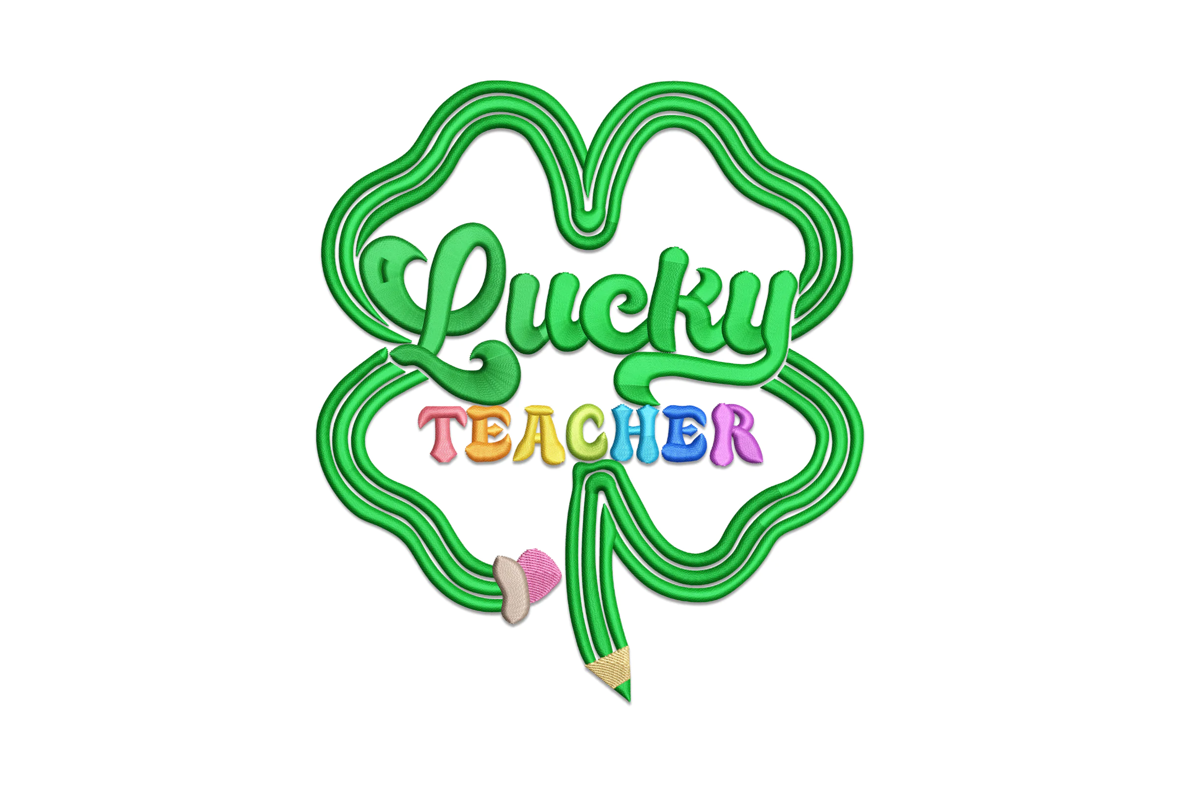 Lucky Teacher Embroidery Design