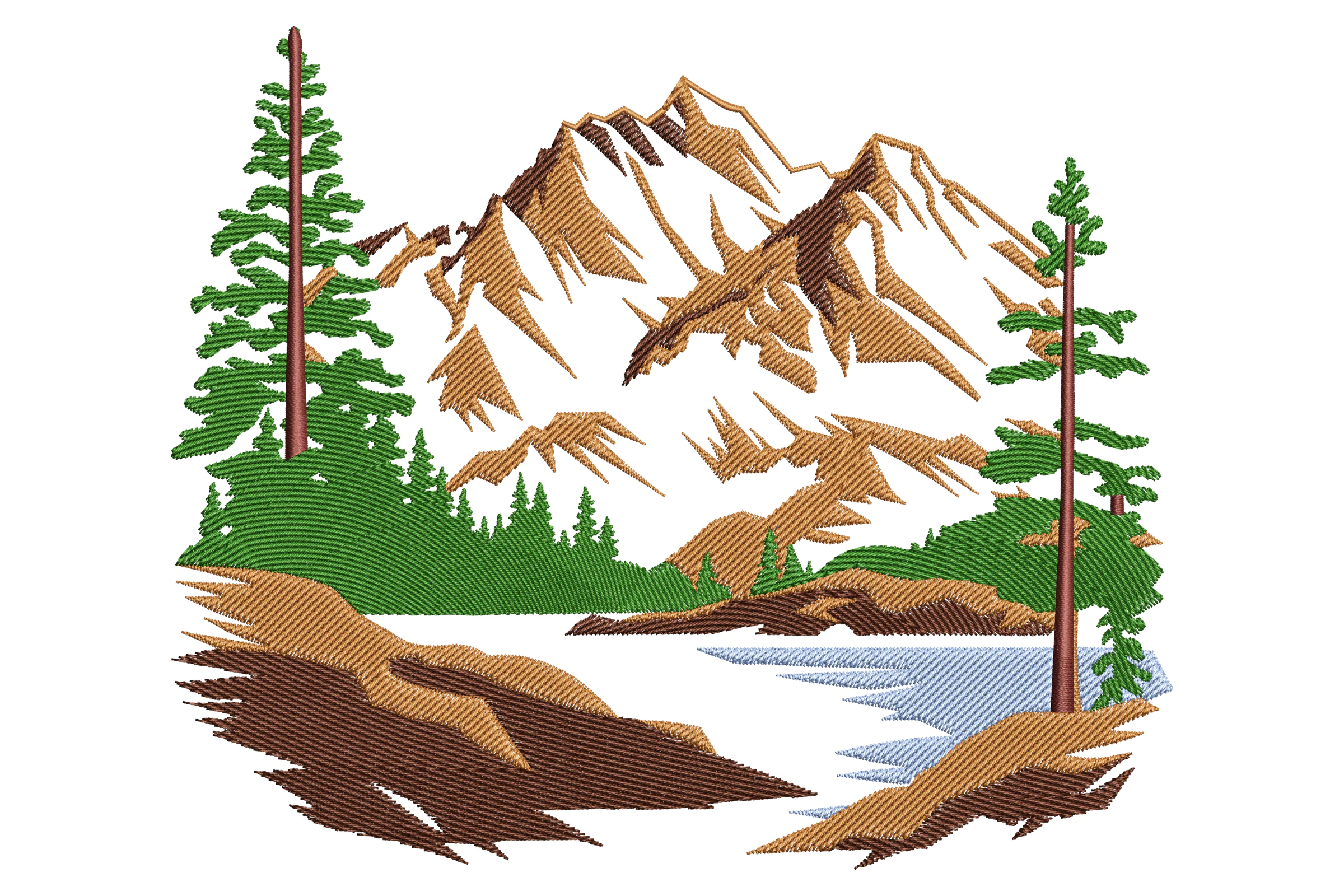 Mountain Landscape Embroidery Design