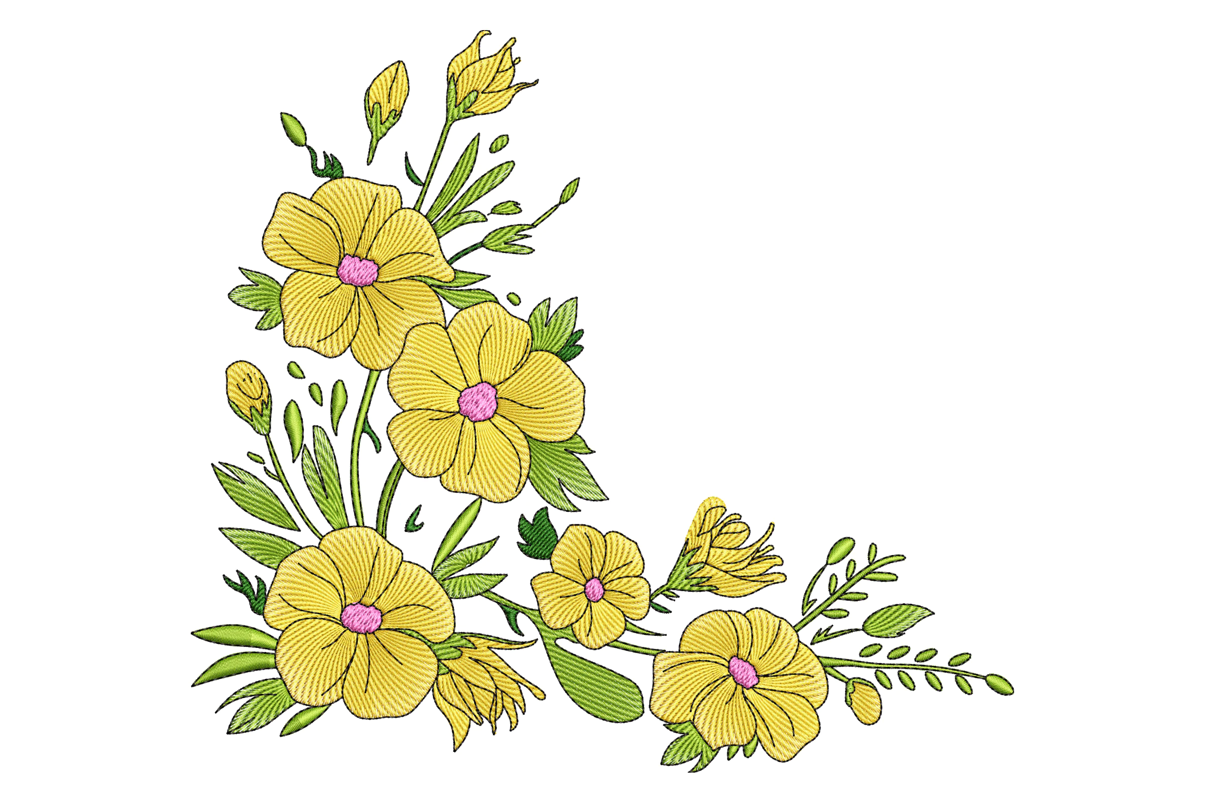 Yellow Flower Corner Embroidery Design