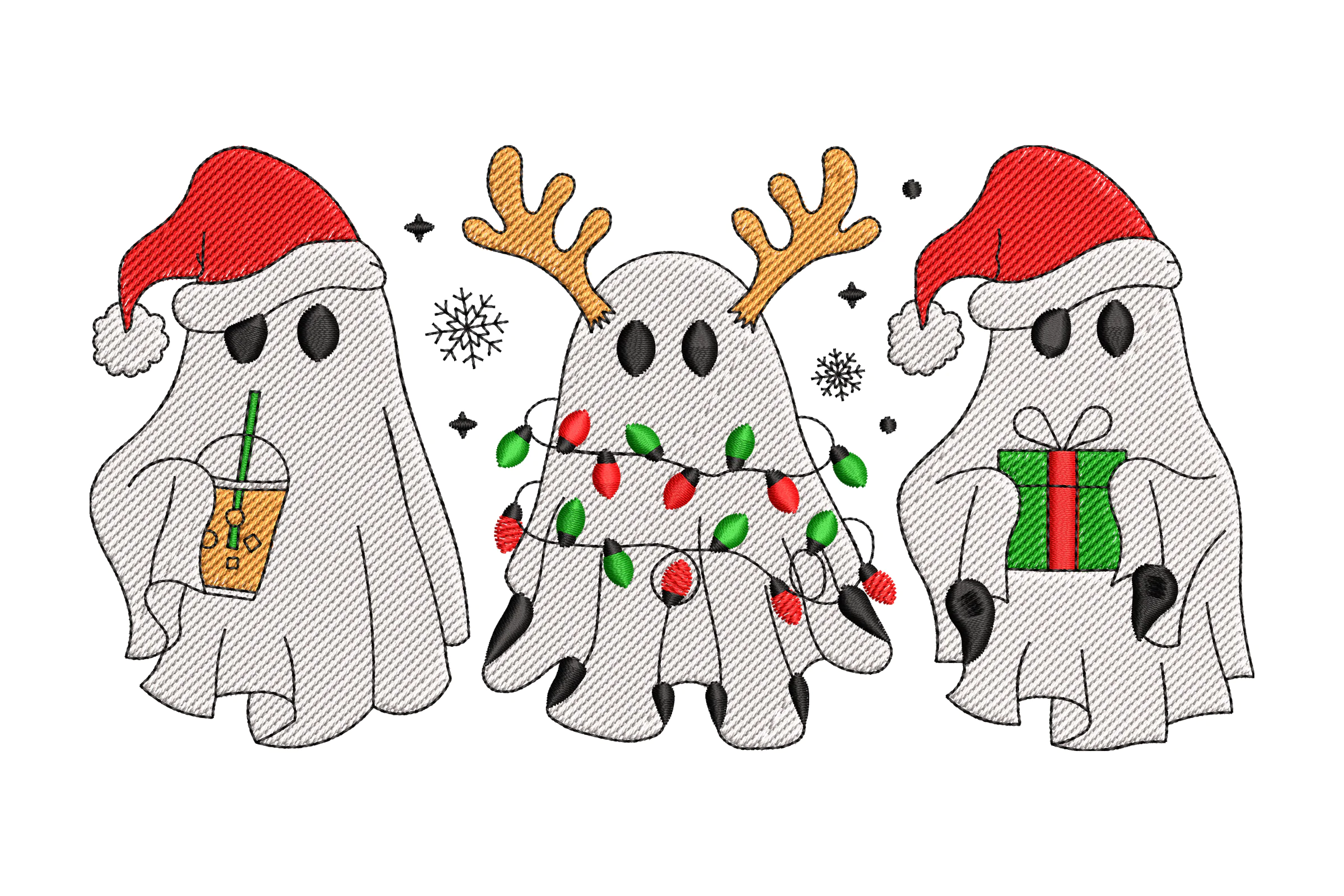 Christmas Santa Ghost Embroidery Design