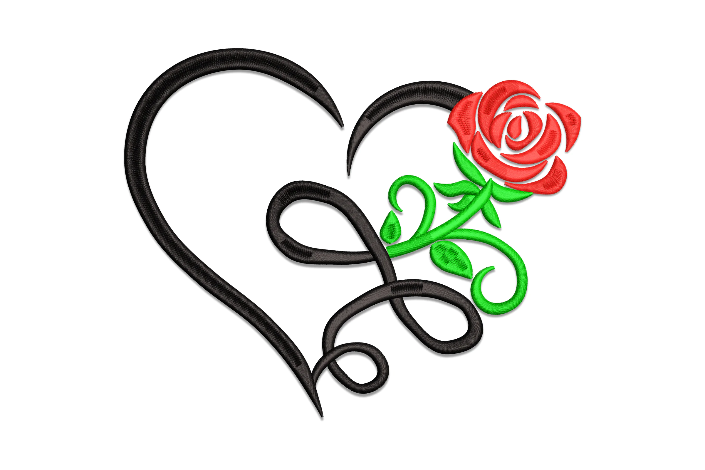 Rose Heart Embroidery Design
