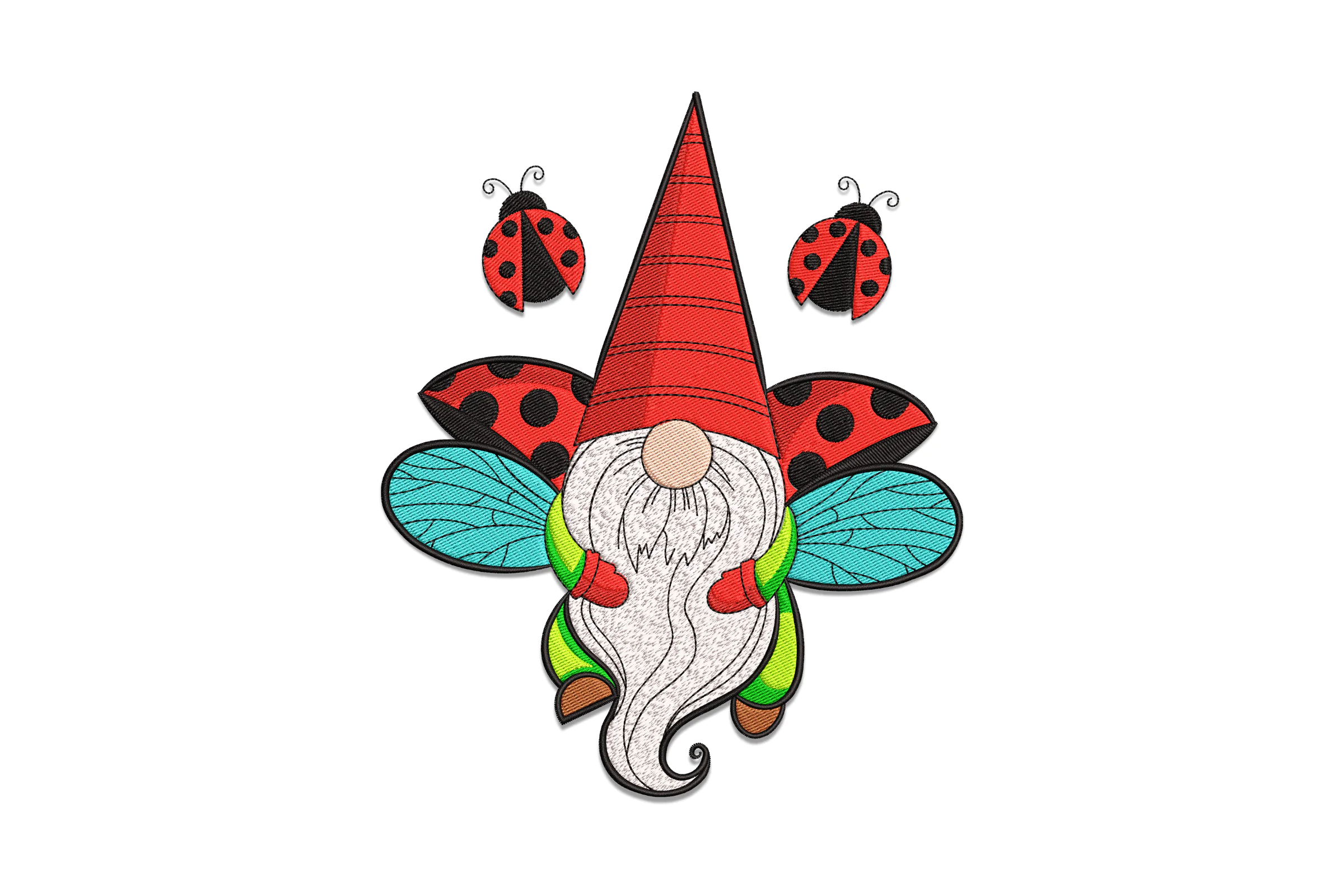 Ladybug Gnome Embroidery Design File