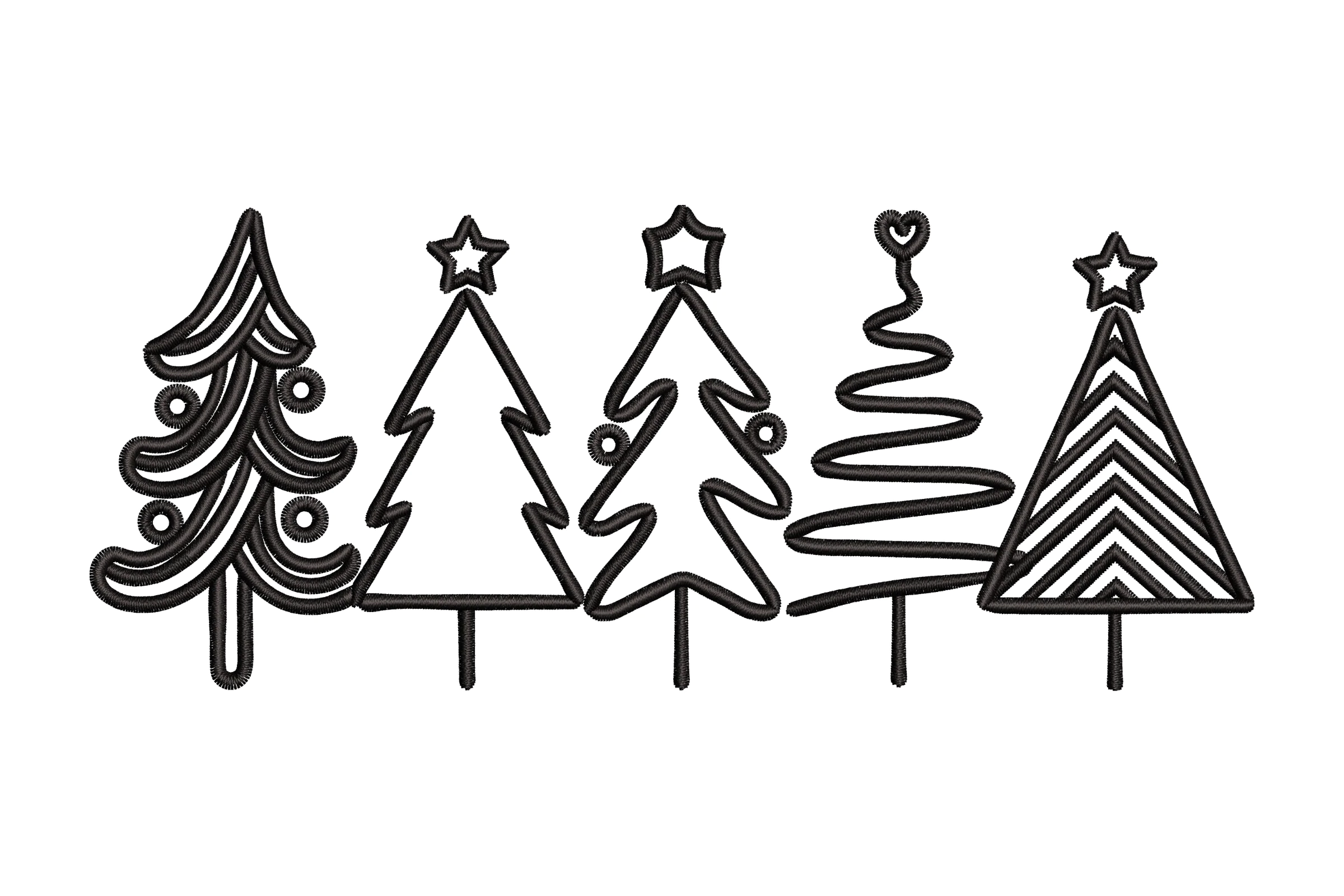 Christmas Trees Embroidery Design Pattern