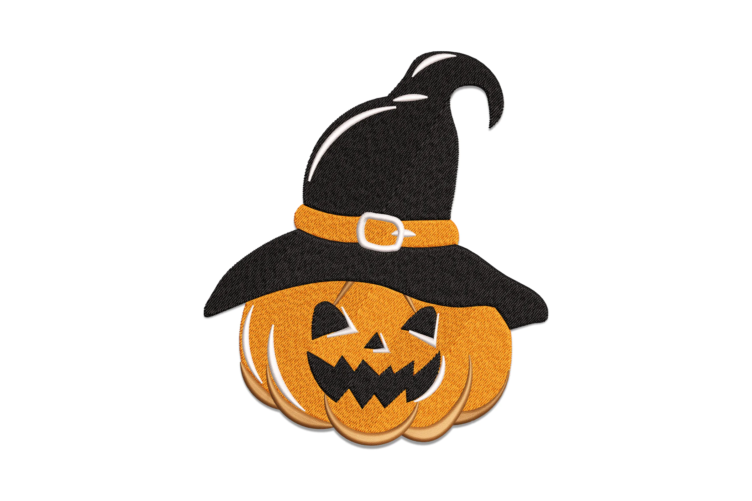 Halloween Pumpkin With Witch Hat Embroidery Design
