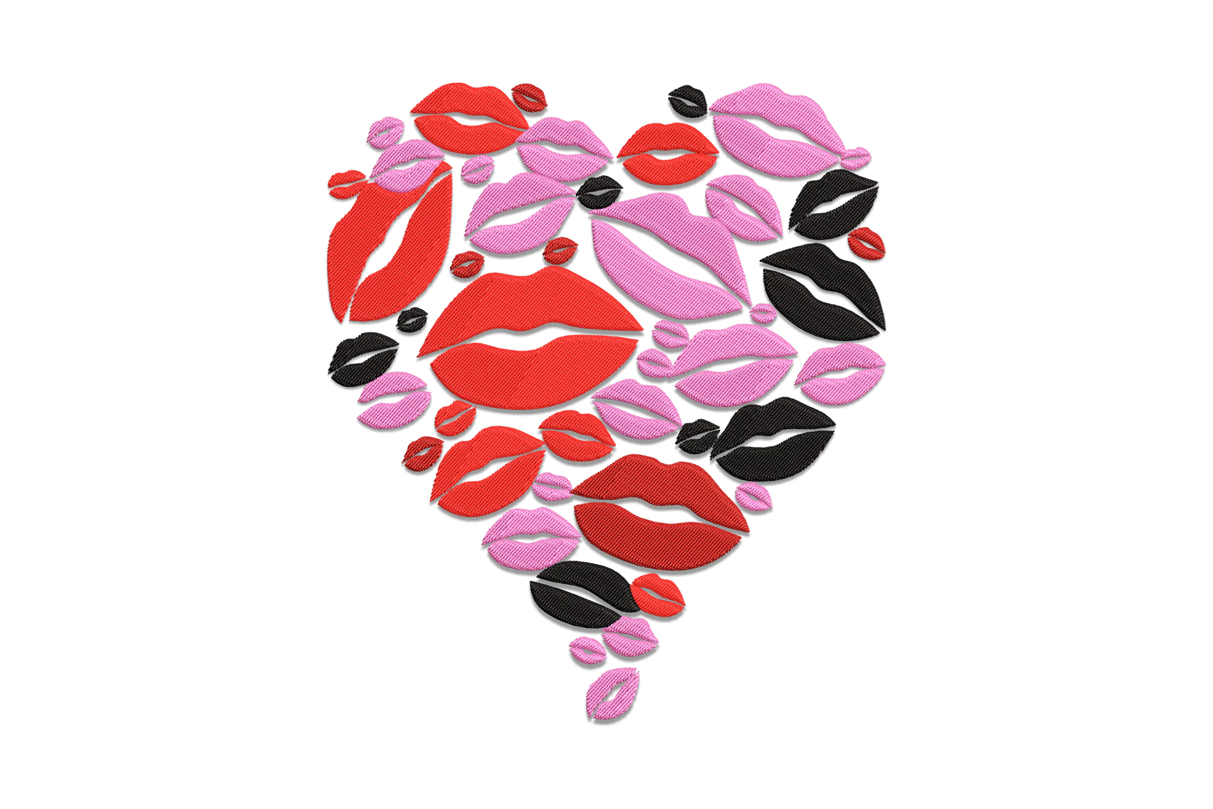 Lips in Heart Embroidery Design