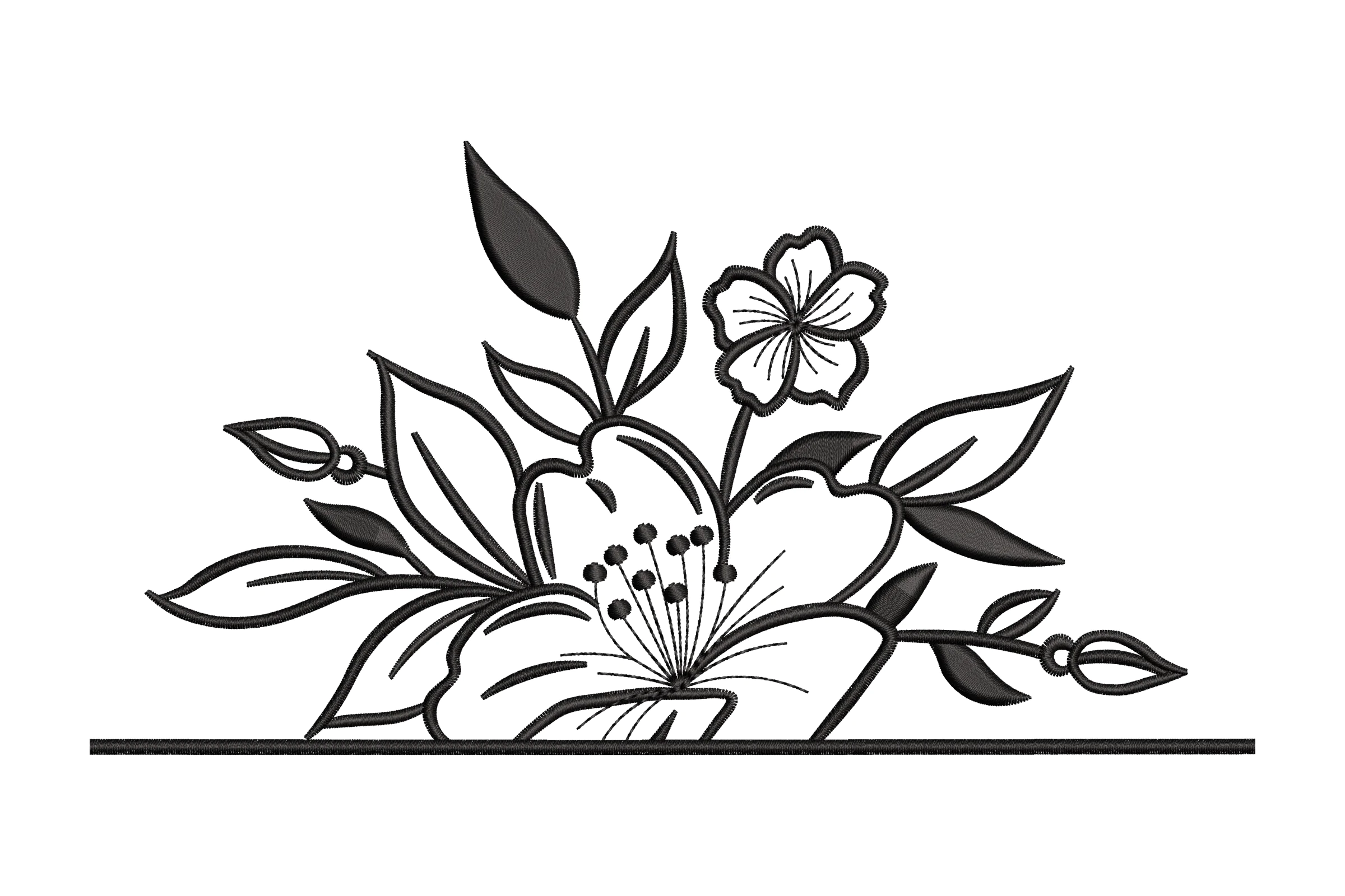 Wildflower Outline Embroidery Design