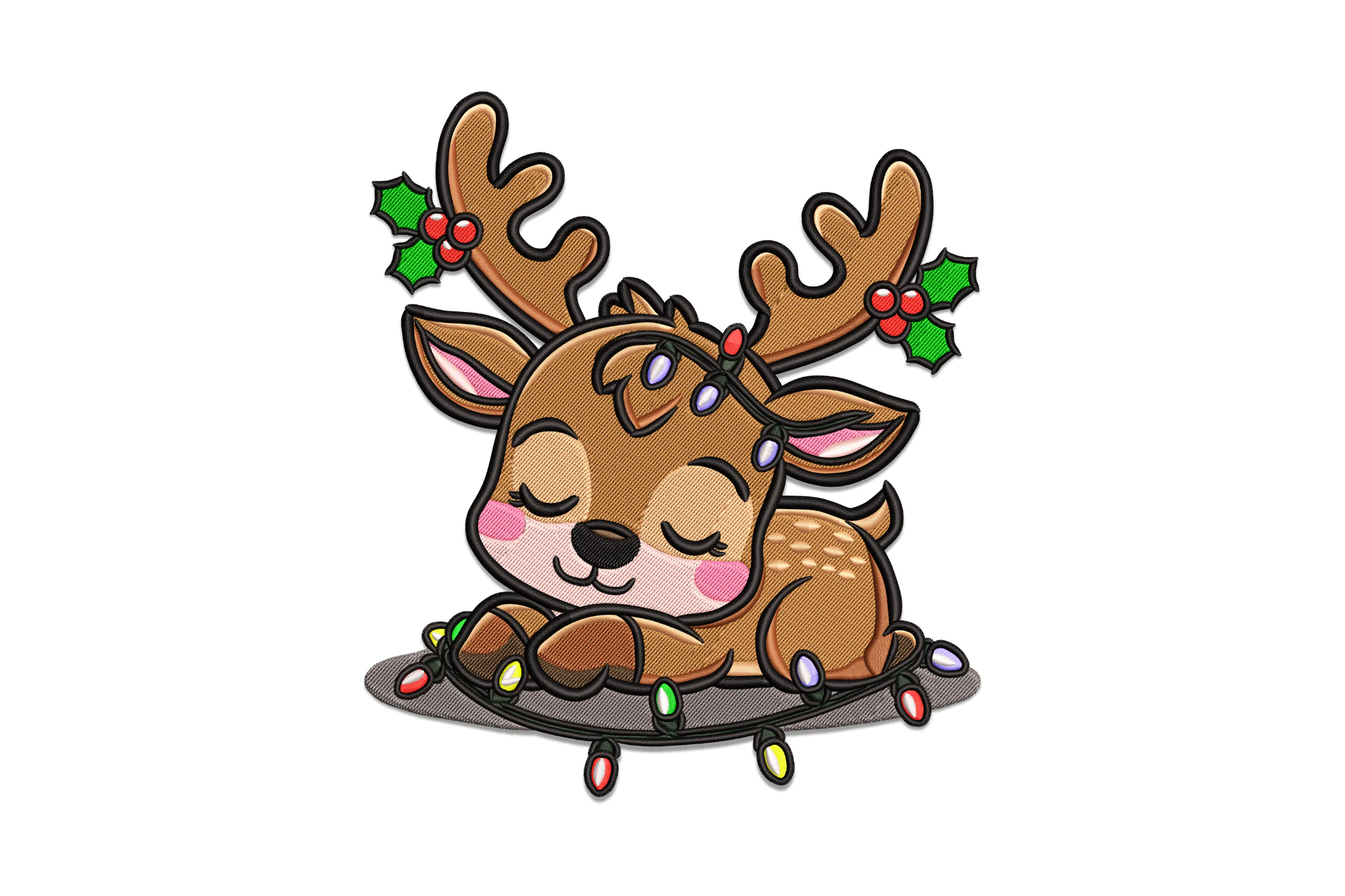 Baby Reindeer Christmas Applique Embroidery Design
