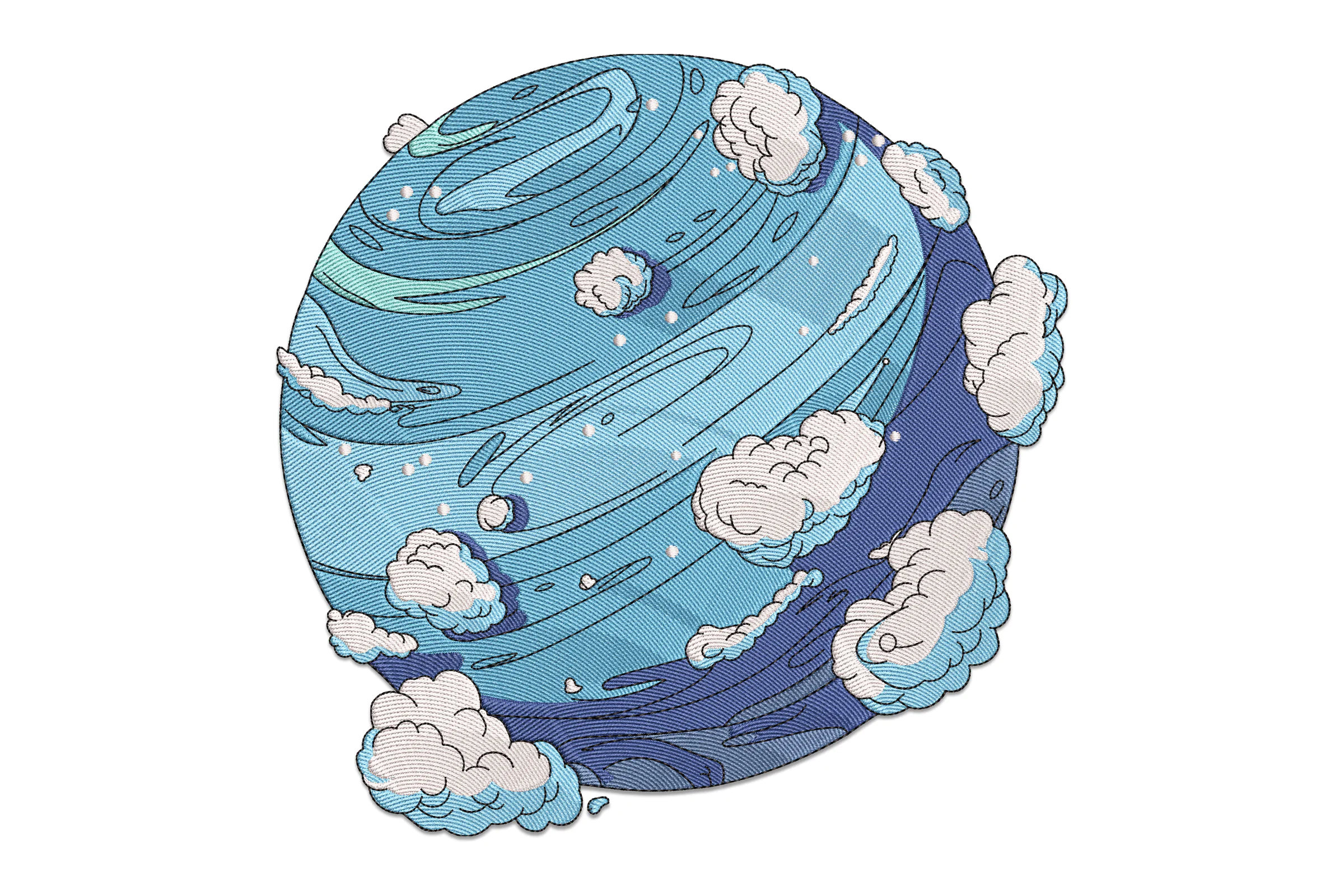 Swirling Cloud Planet Embroidery Design