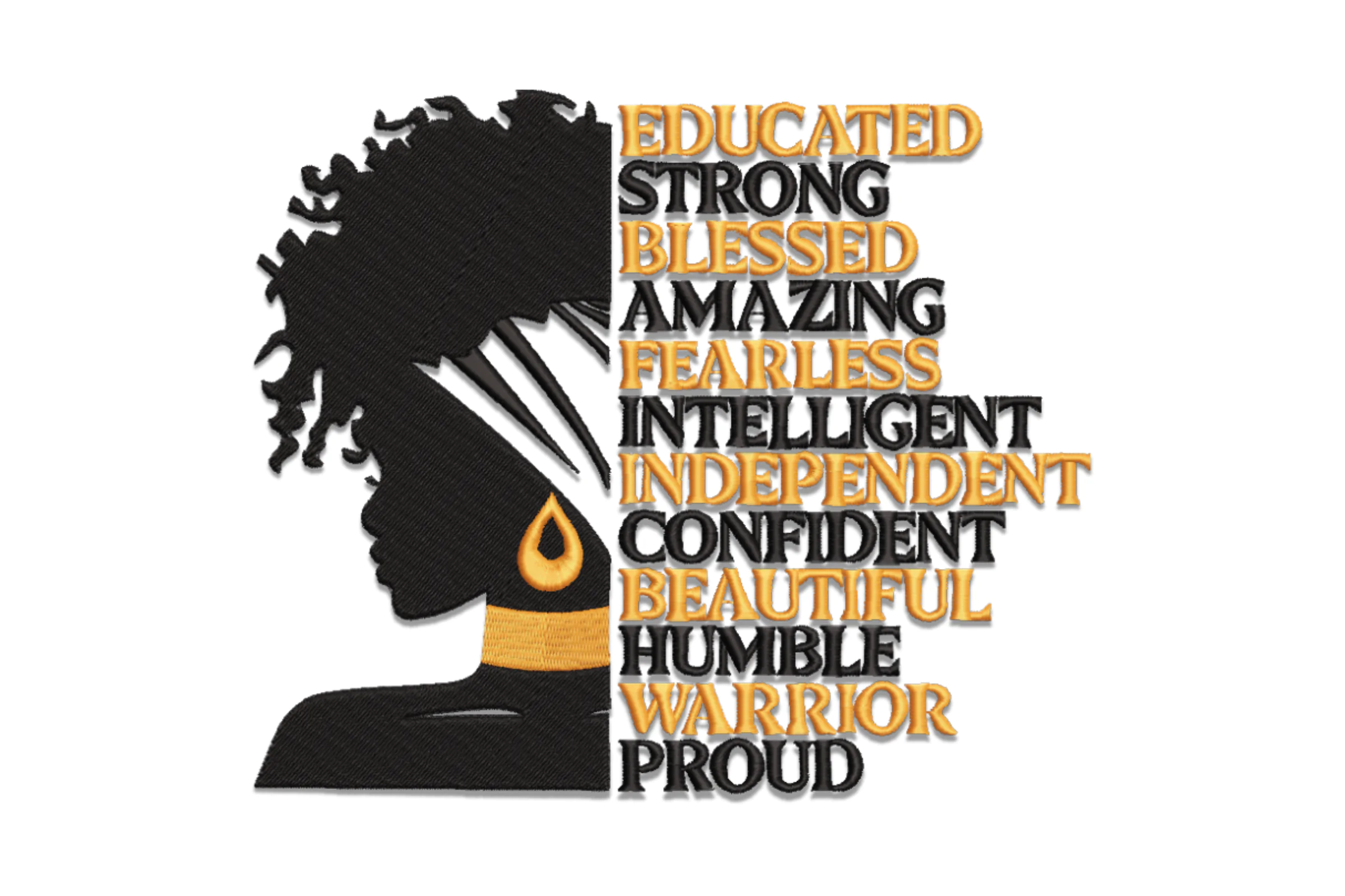 Black Woman Quote Embroidery Design